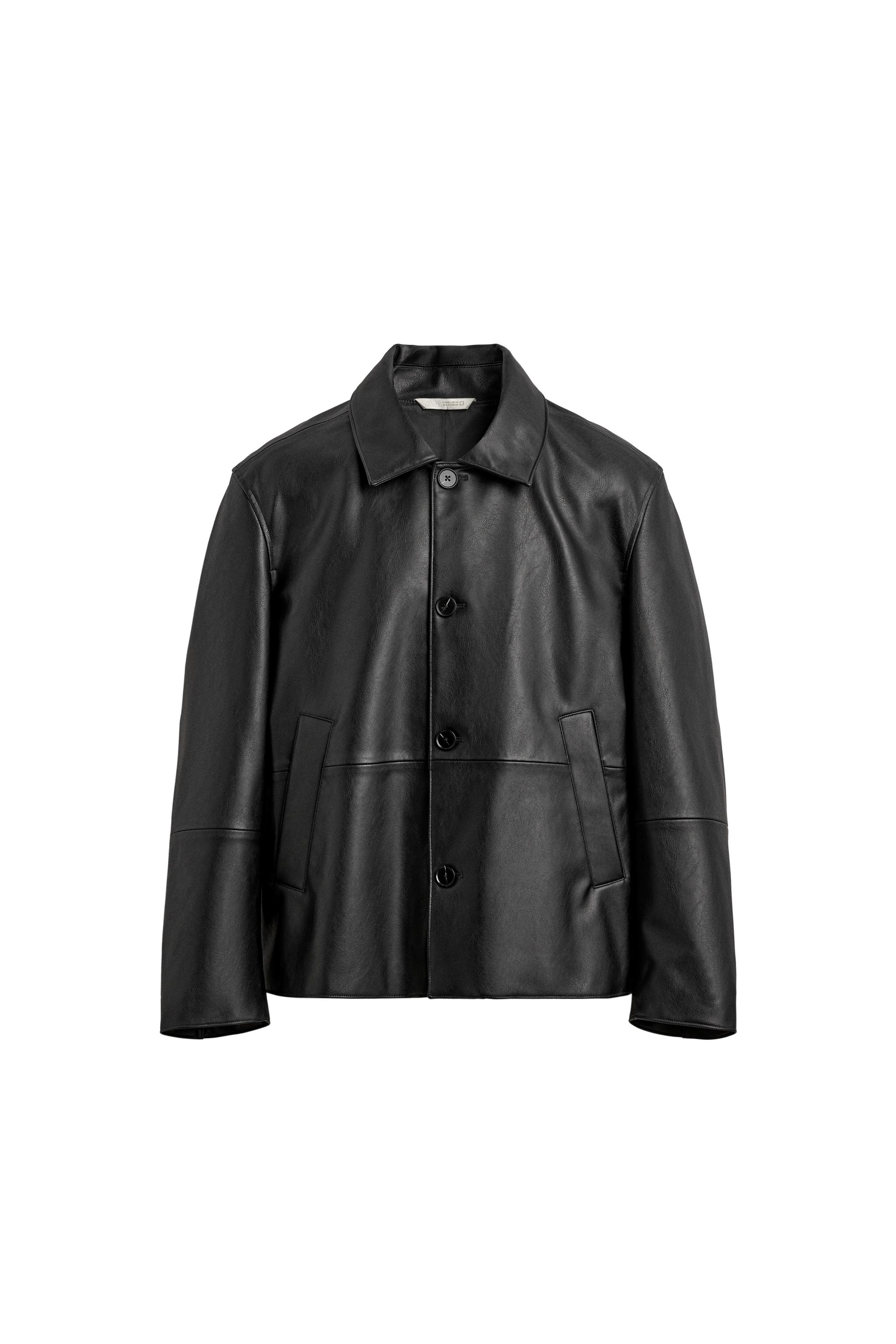 Regular fit faux leather jacket