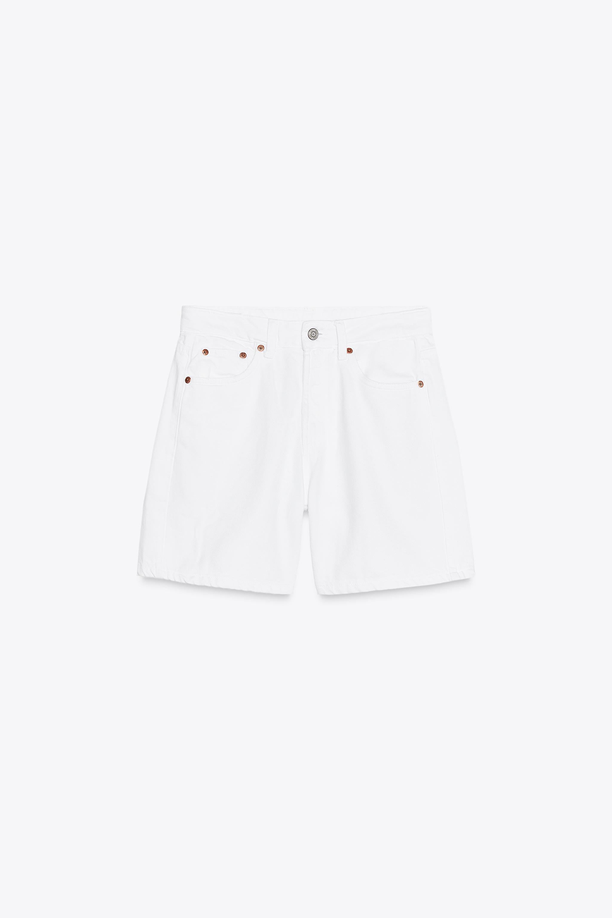 Mid-rise denim shorts