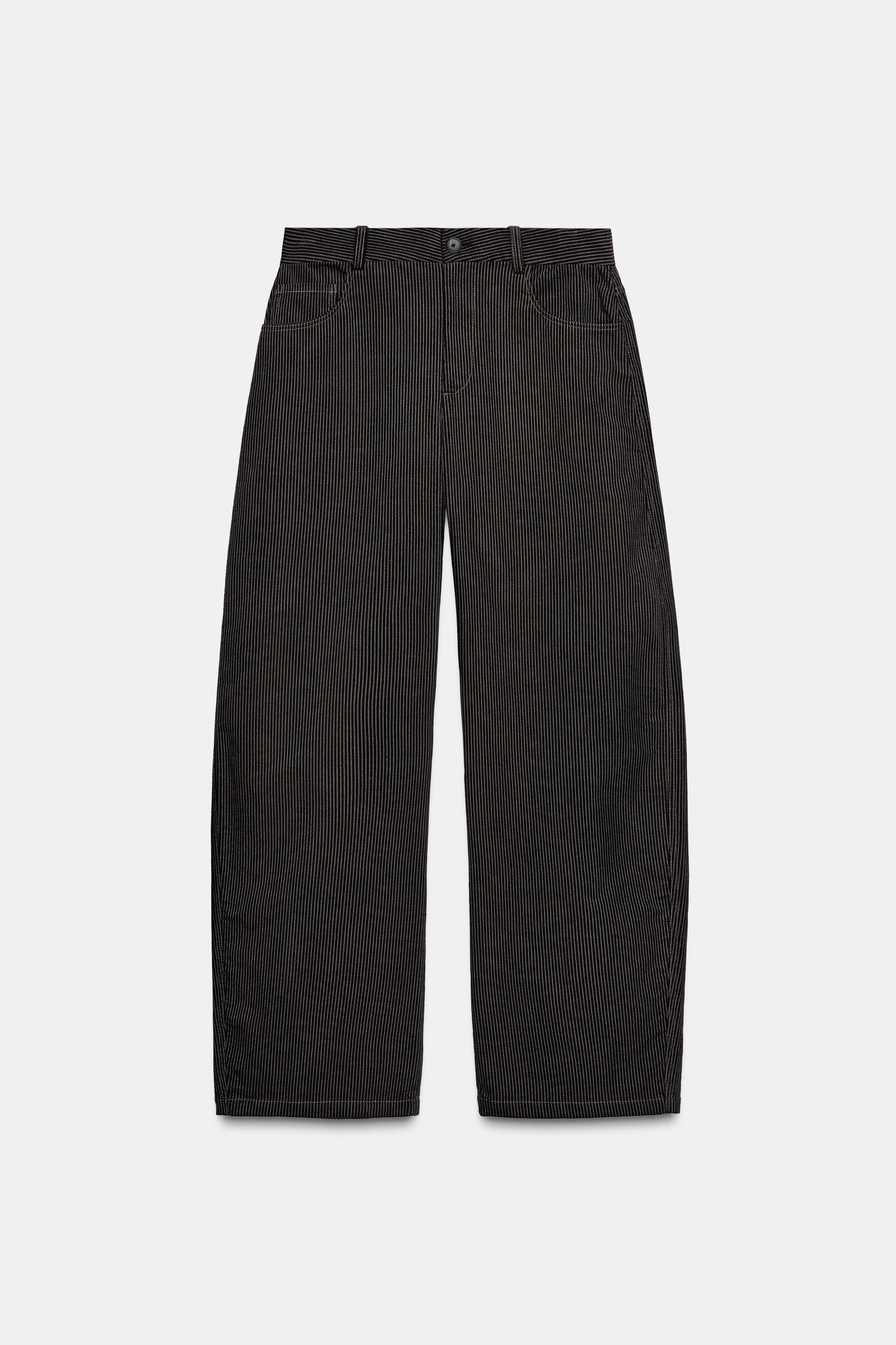 Wide leg striped trousers