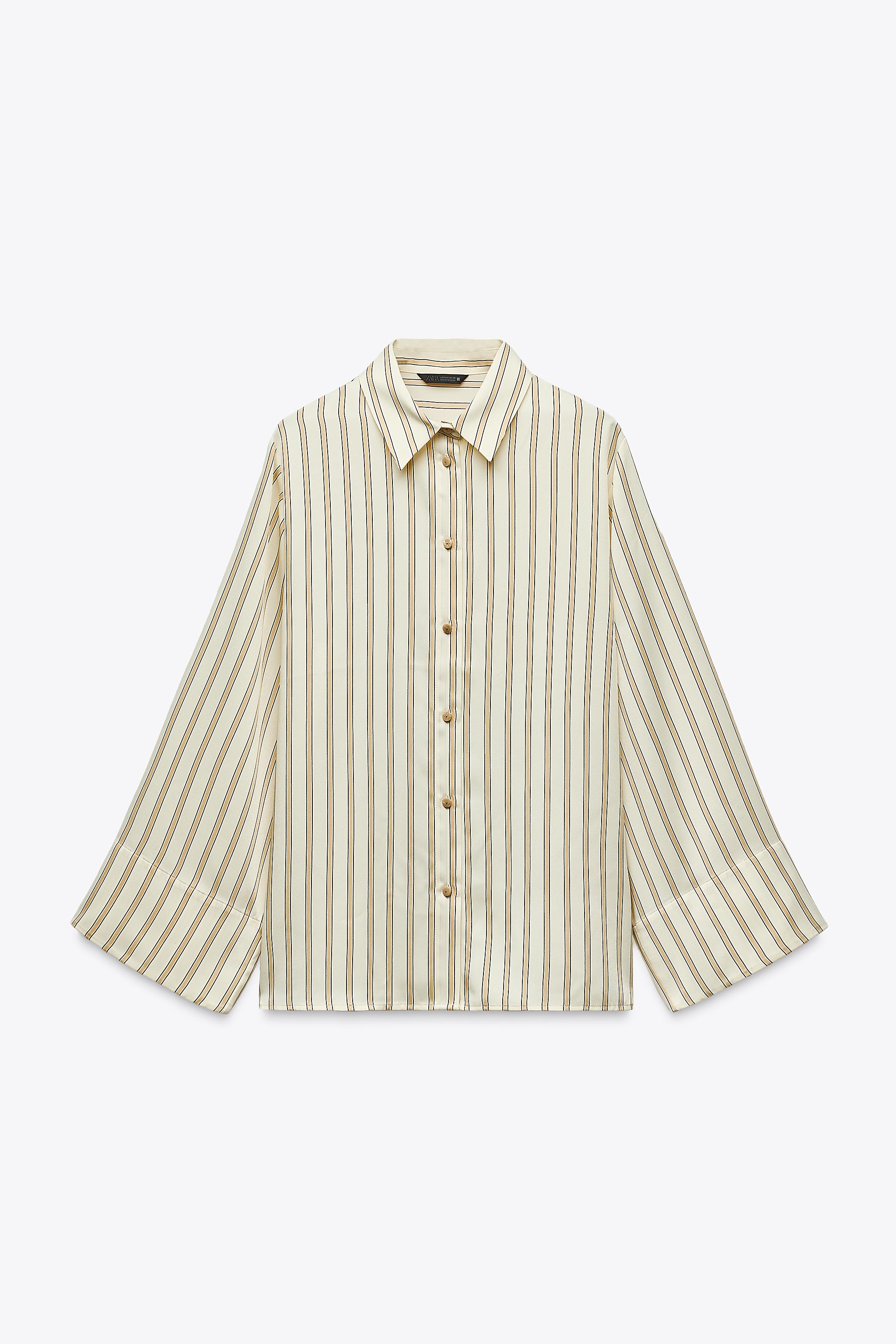 Striped Wide-Sleeve Blouse