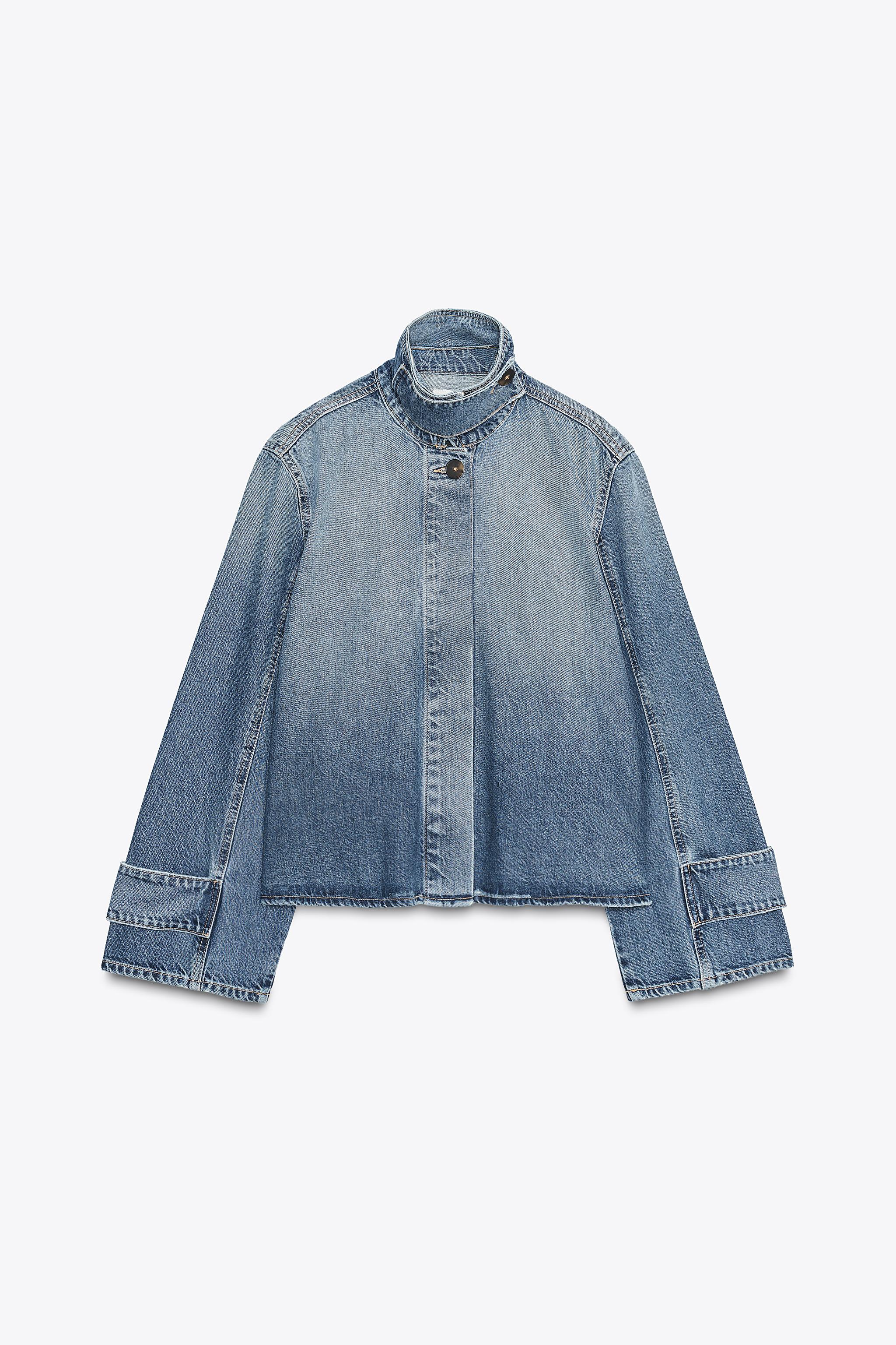High-Collar Denim Jacket