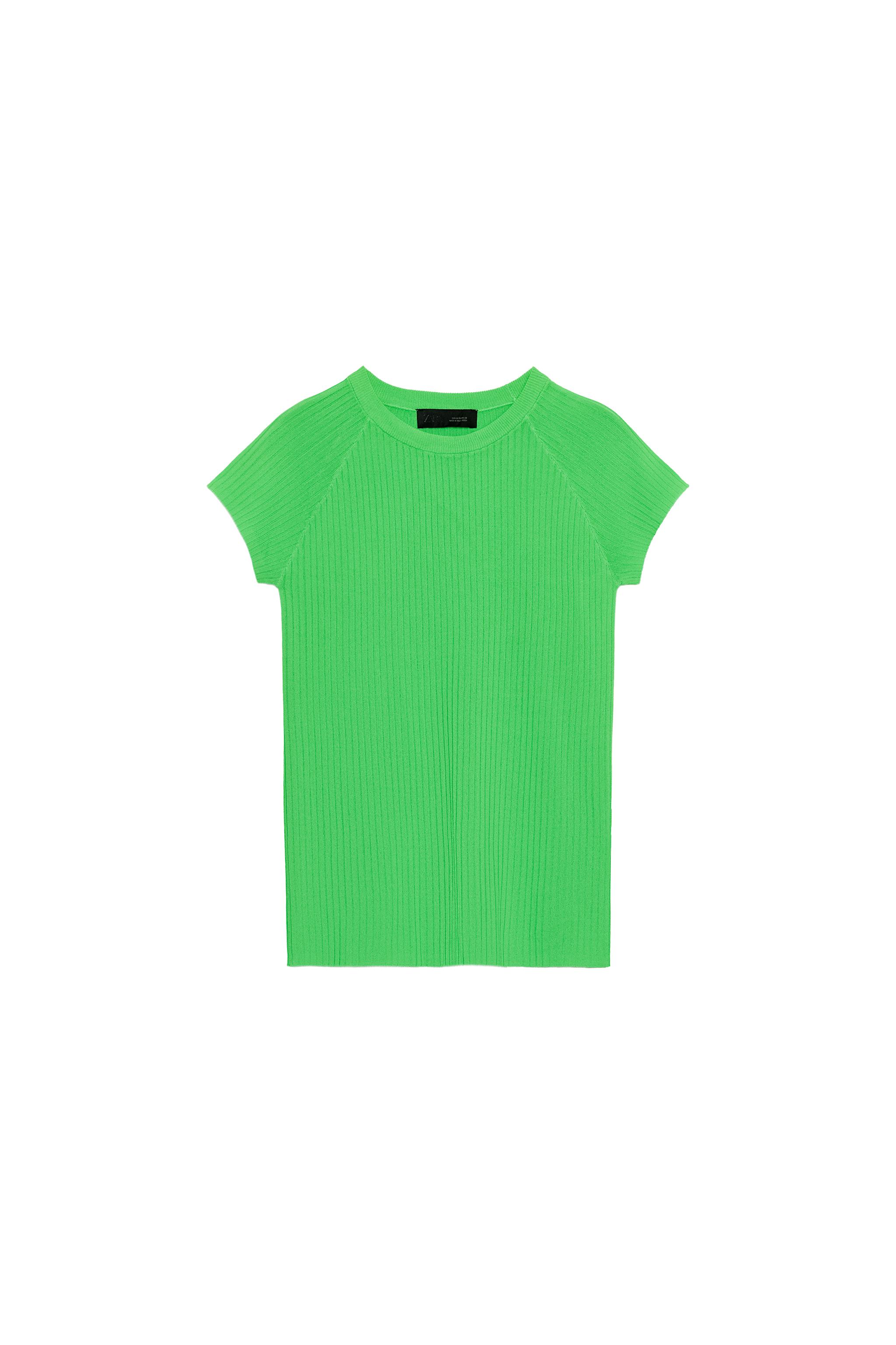 Ribbed knit short sleeve top
