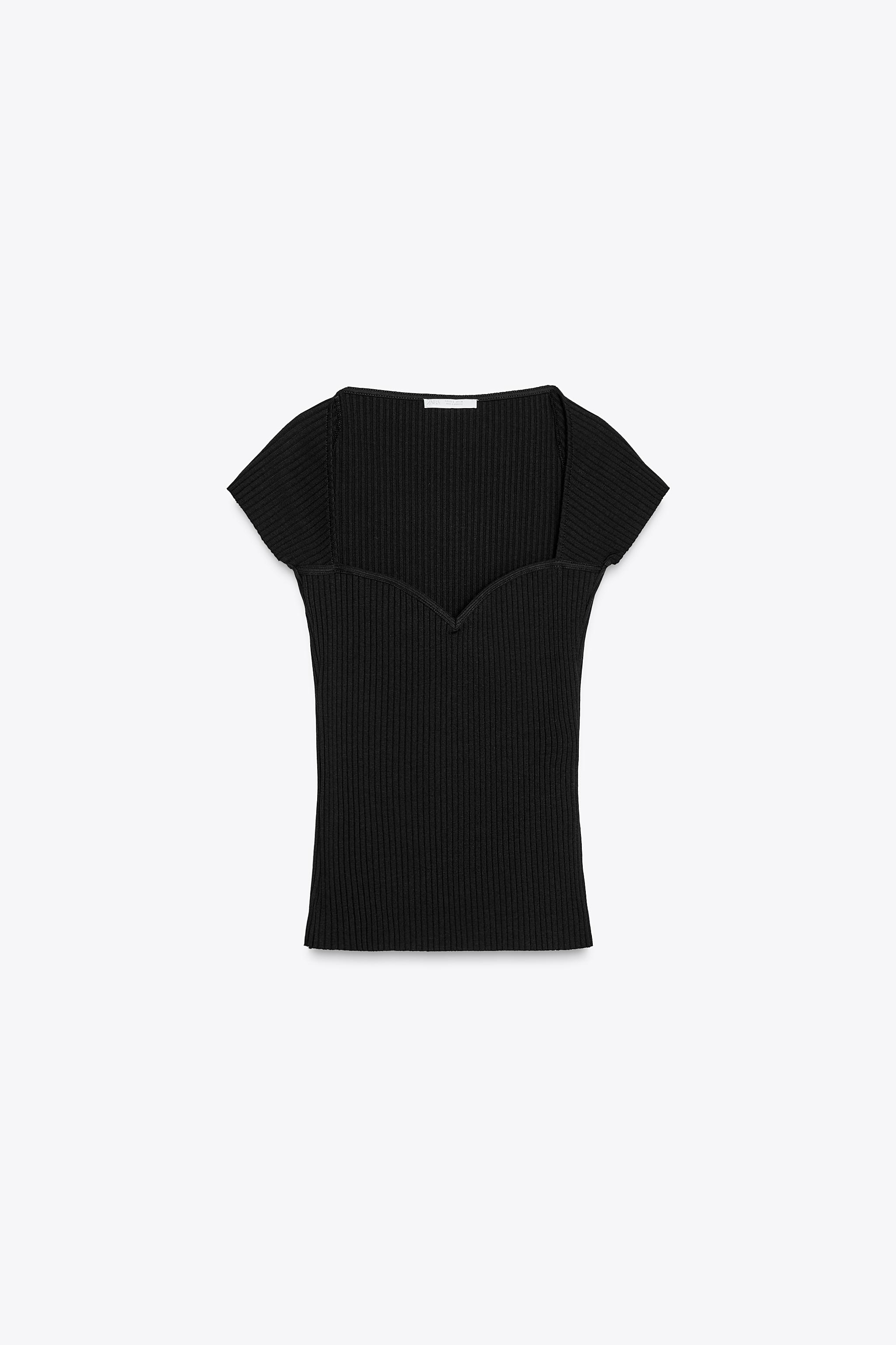 Rib top heart neckline