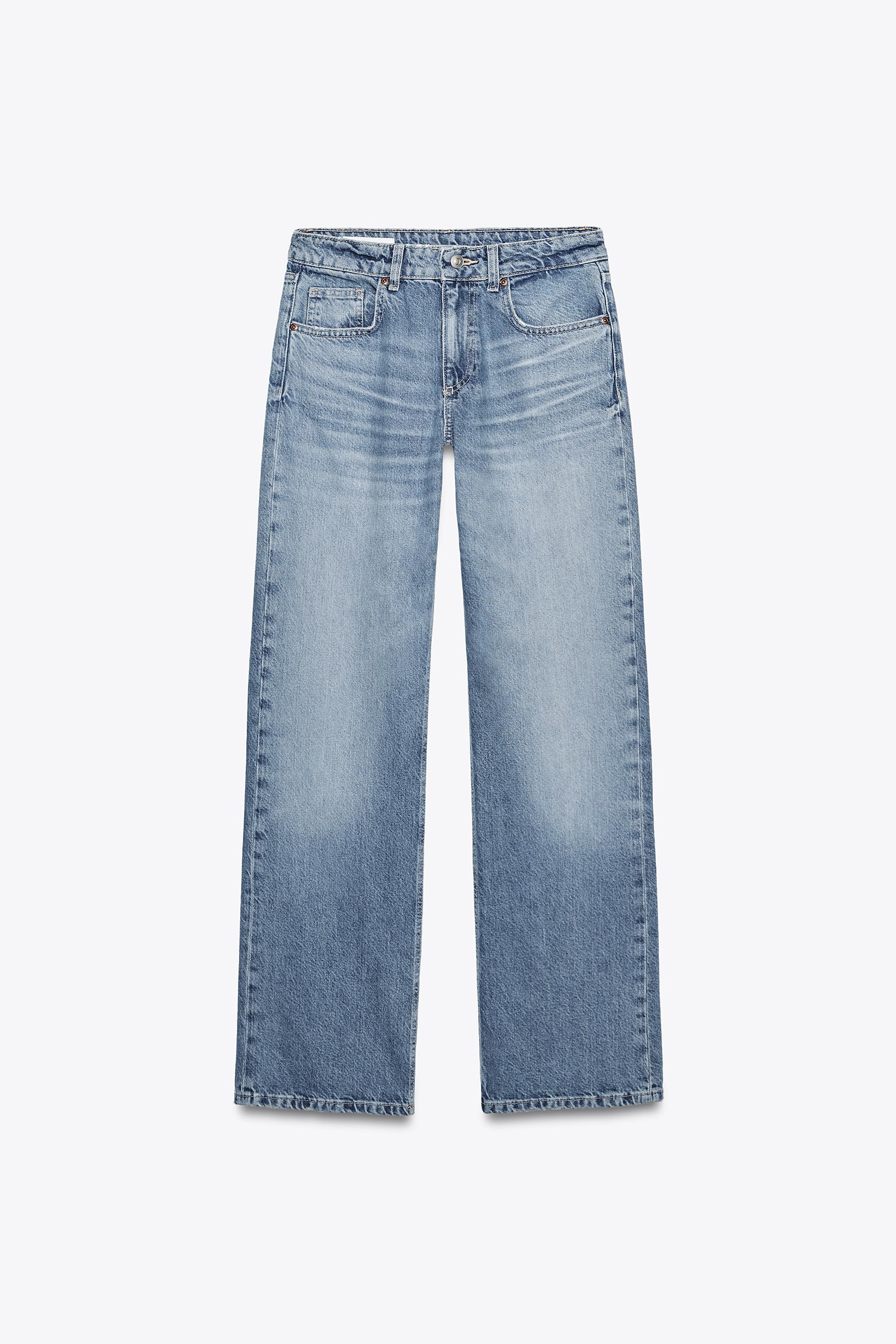 Wide-leg mid-rise jeans