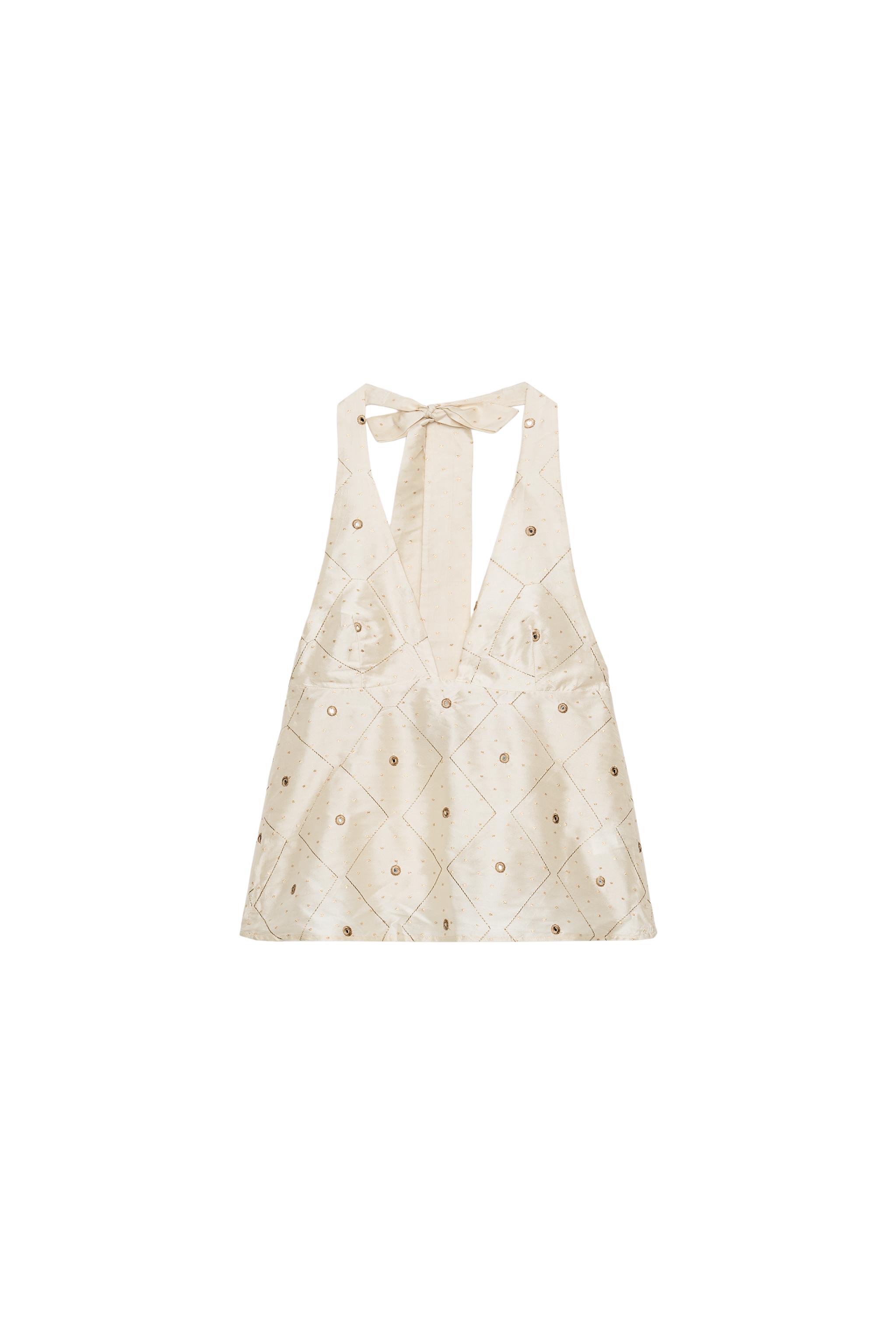 Taffeta mirror embroidery top