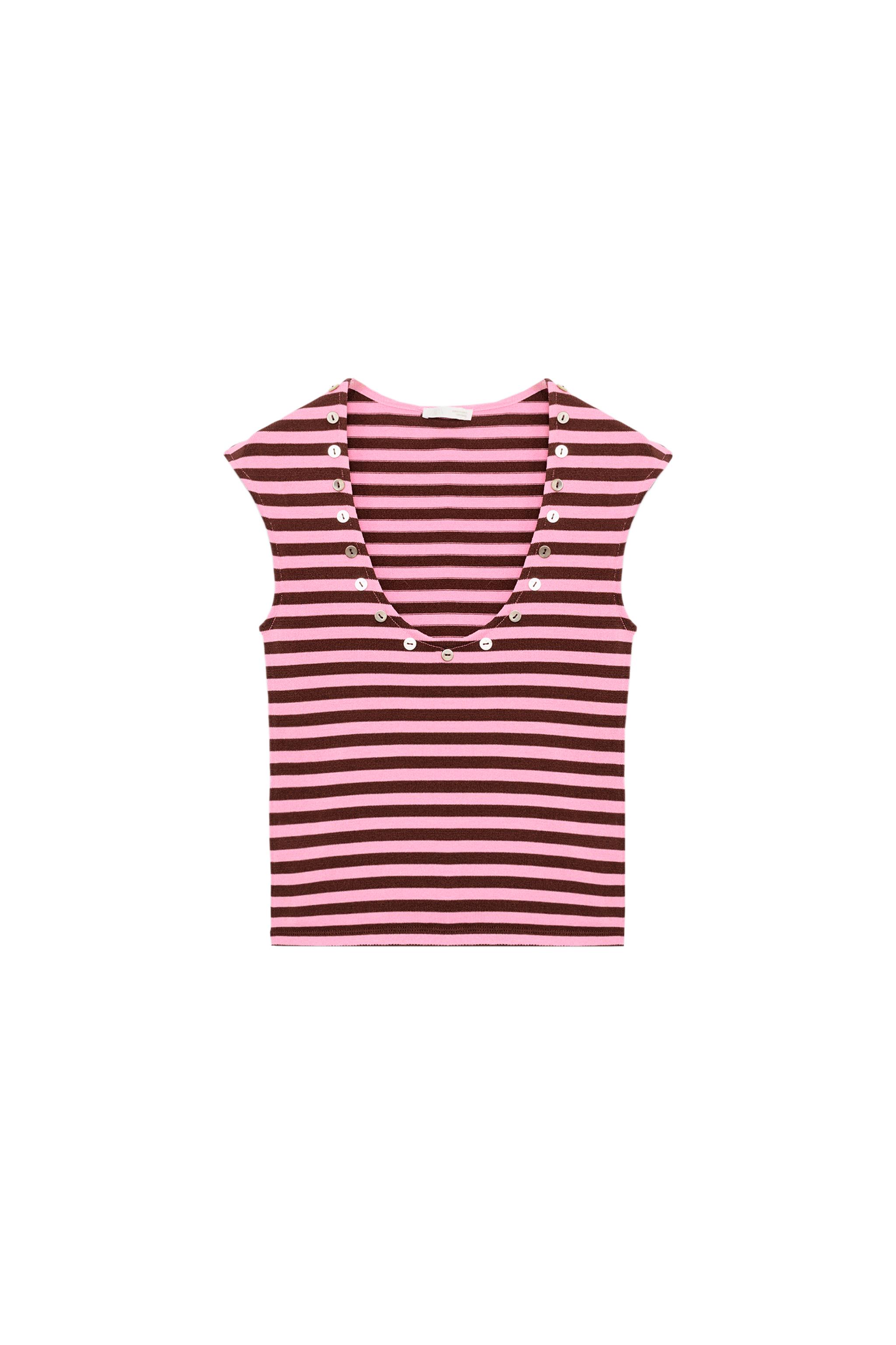 Striped Buttoned Top