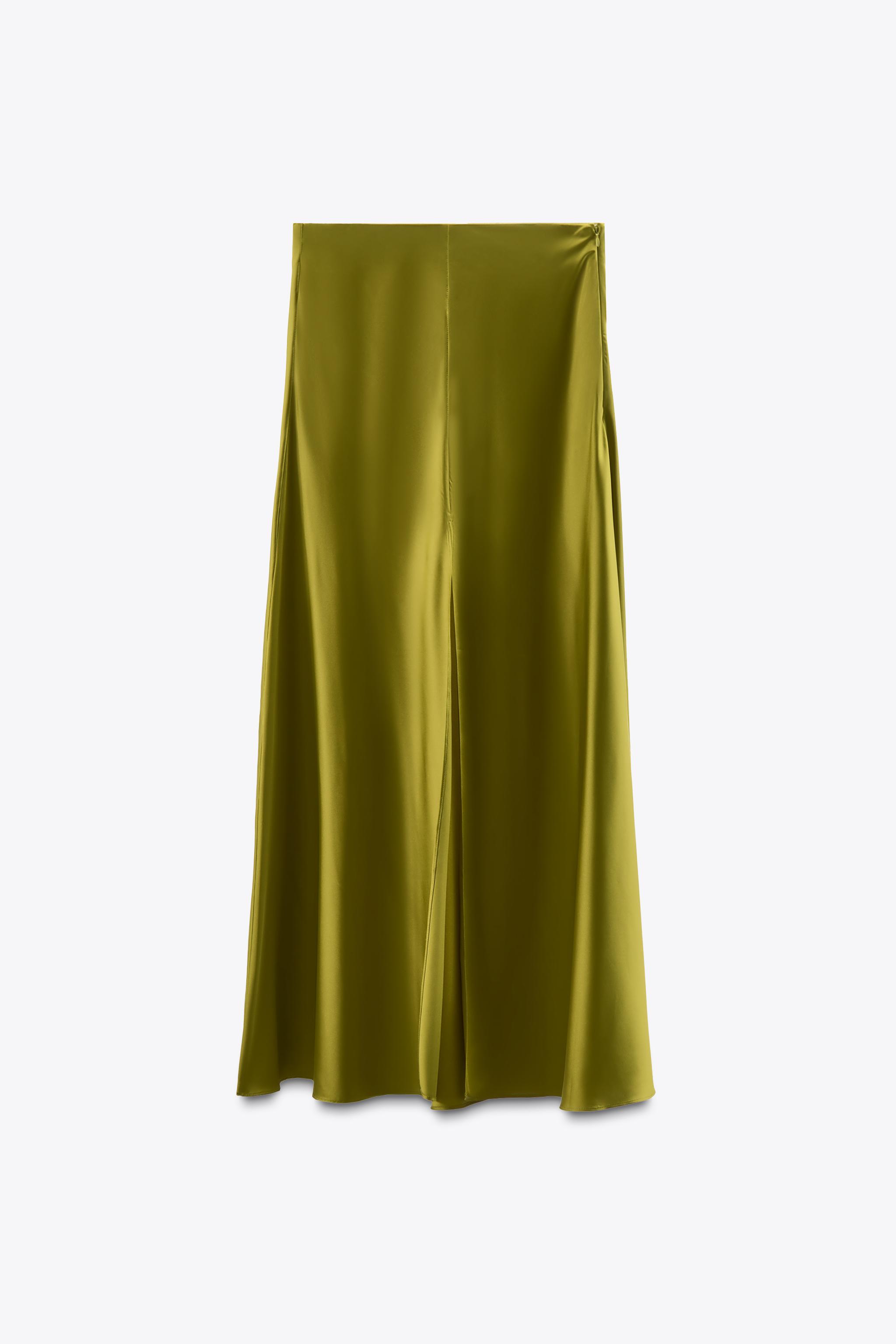 Zara Falda Midi Saten Lentejuelas Faldas Midi Zara 2021 Falda