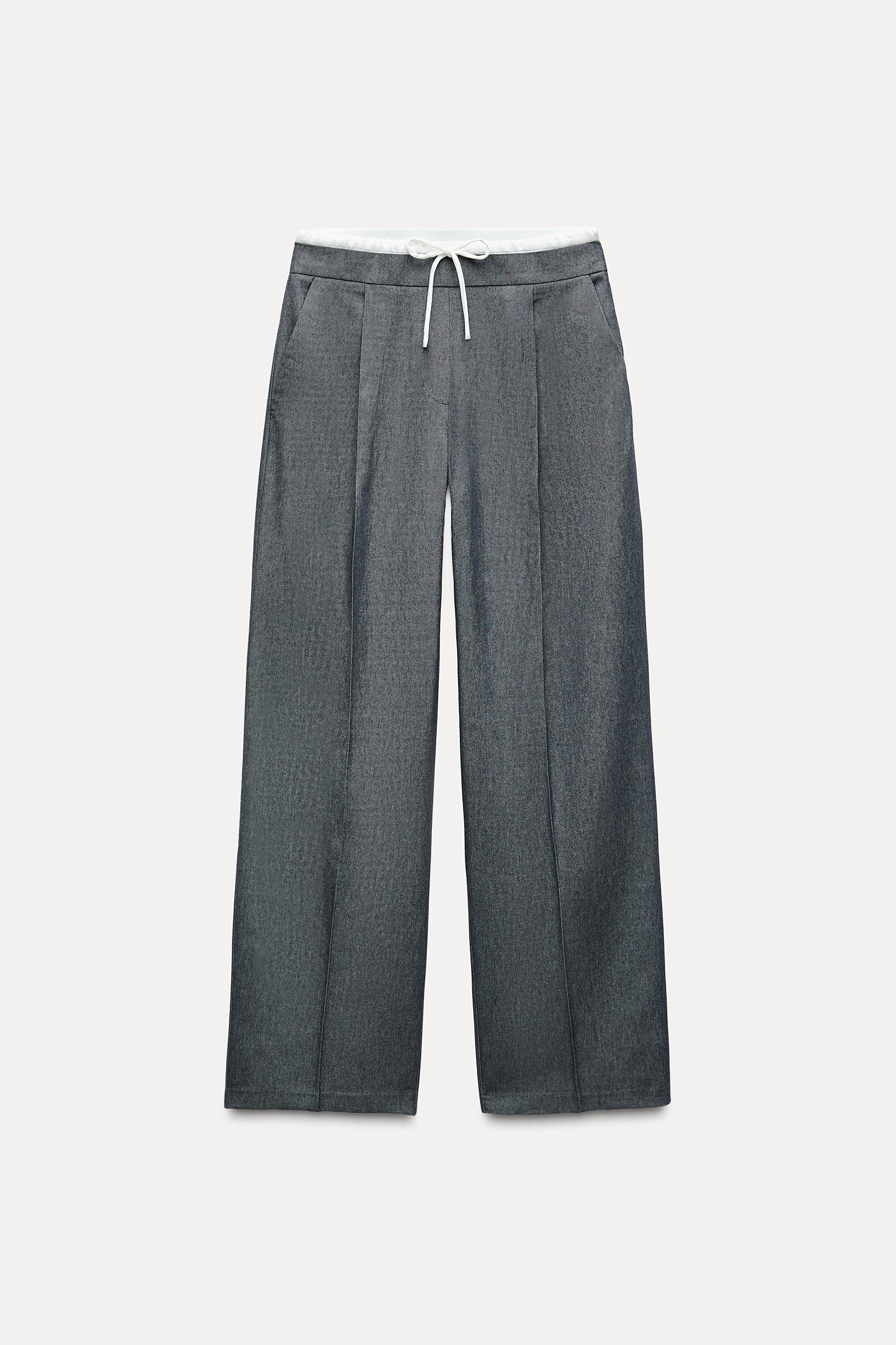 Wide-leg double-waist trousers
