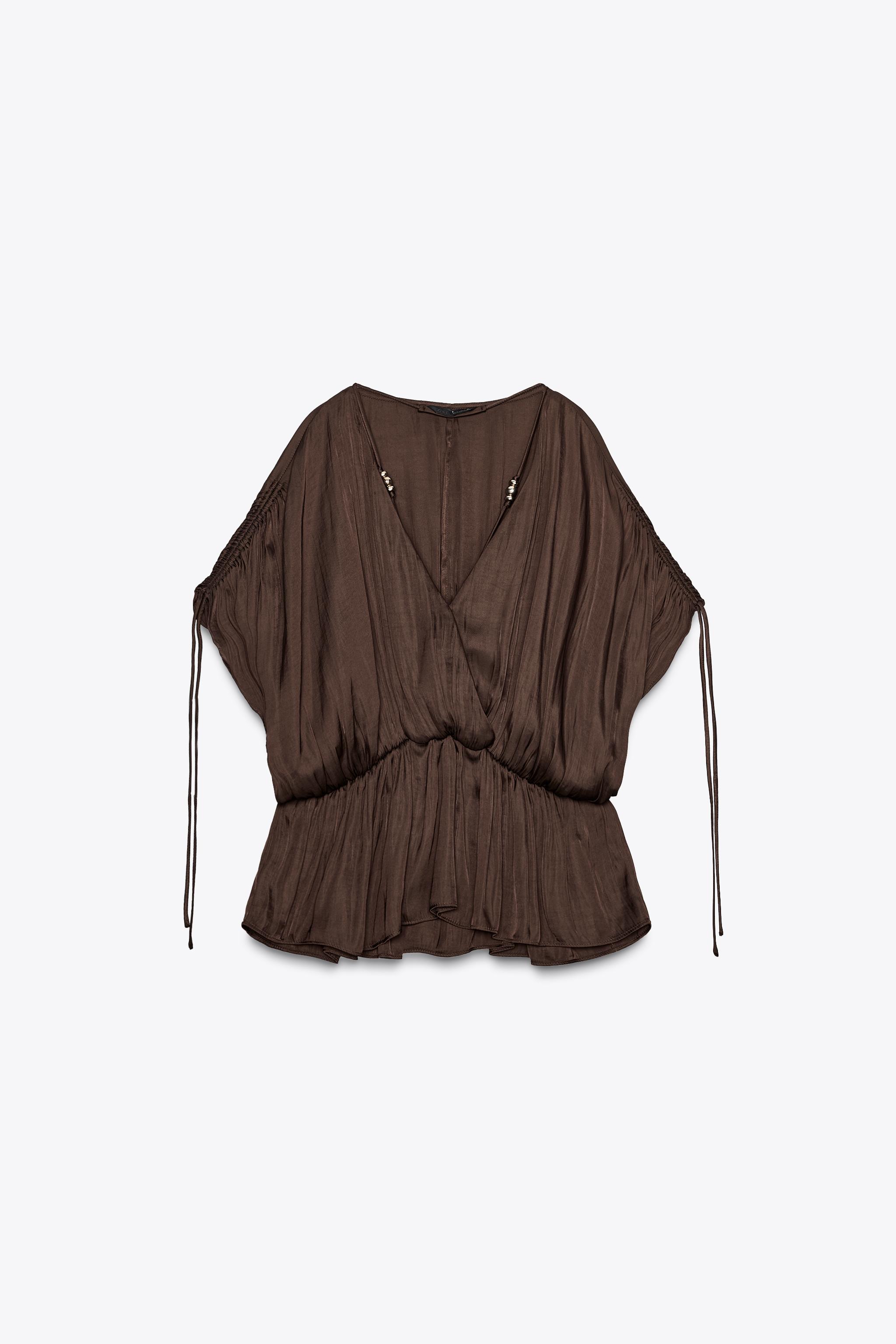 Ruched satin blouse