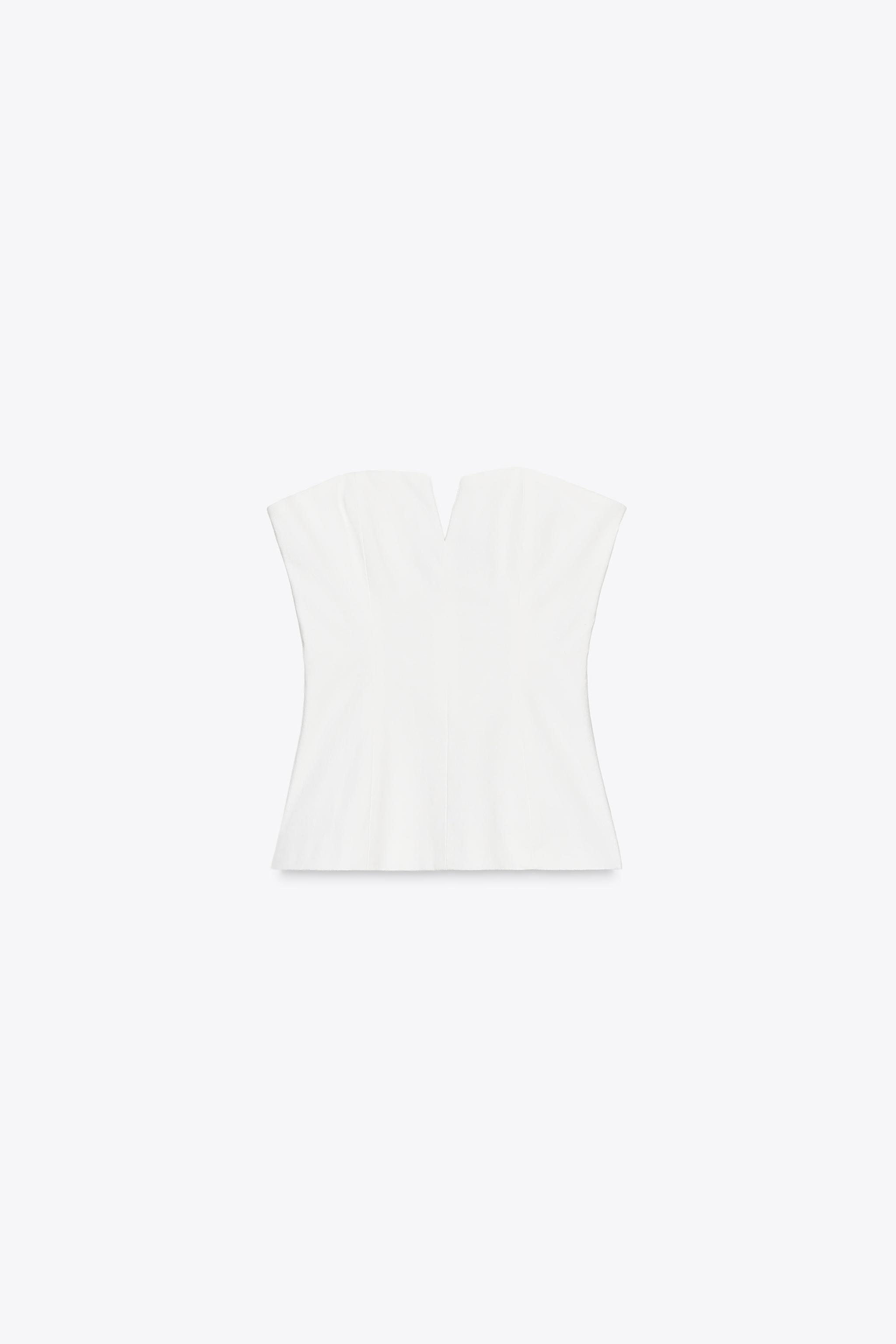 Textured strapless top