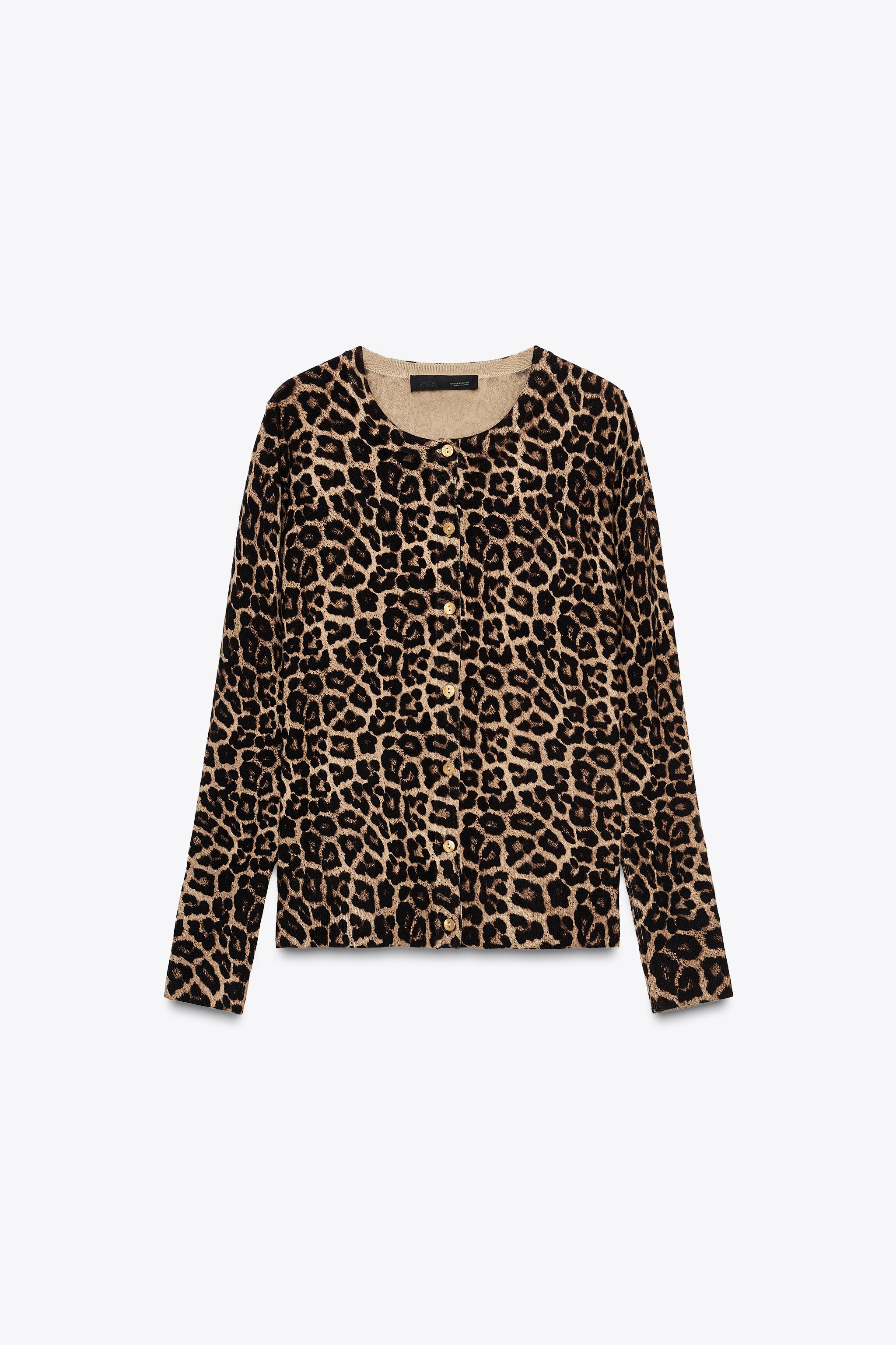 Animal print knit cardigan