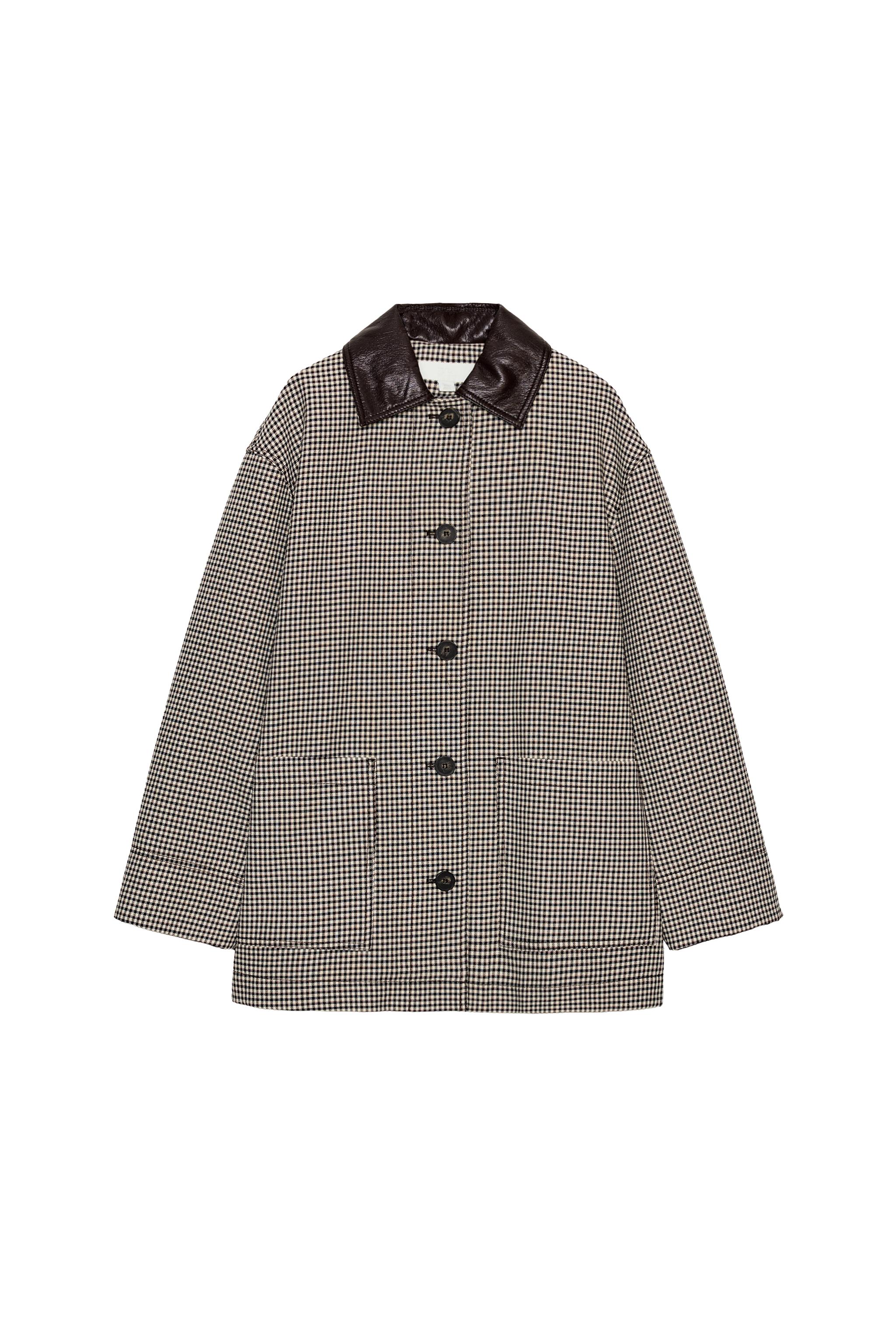 Houndstooth faux leather jacket