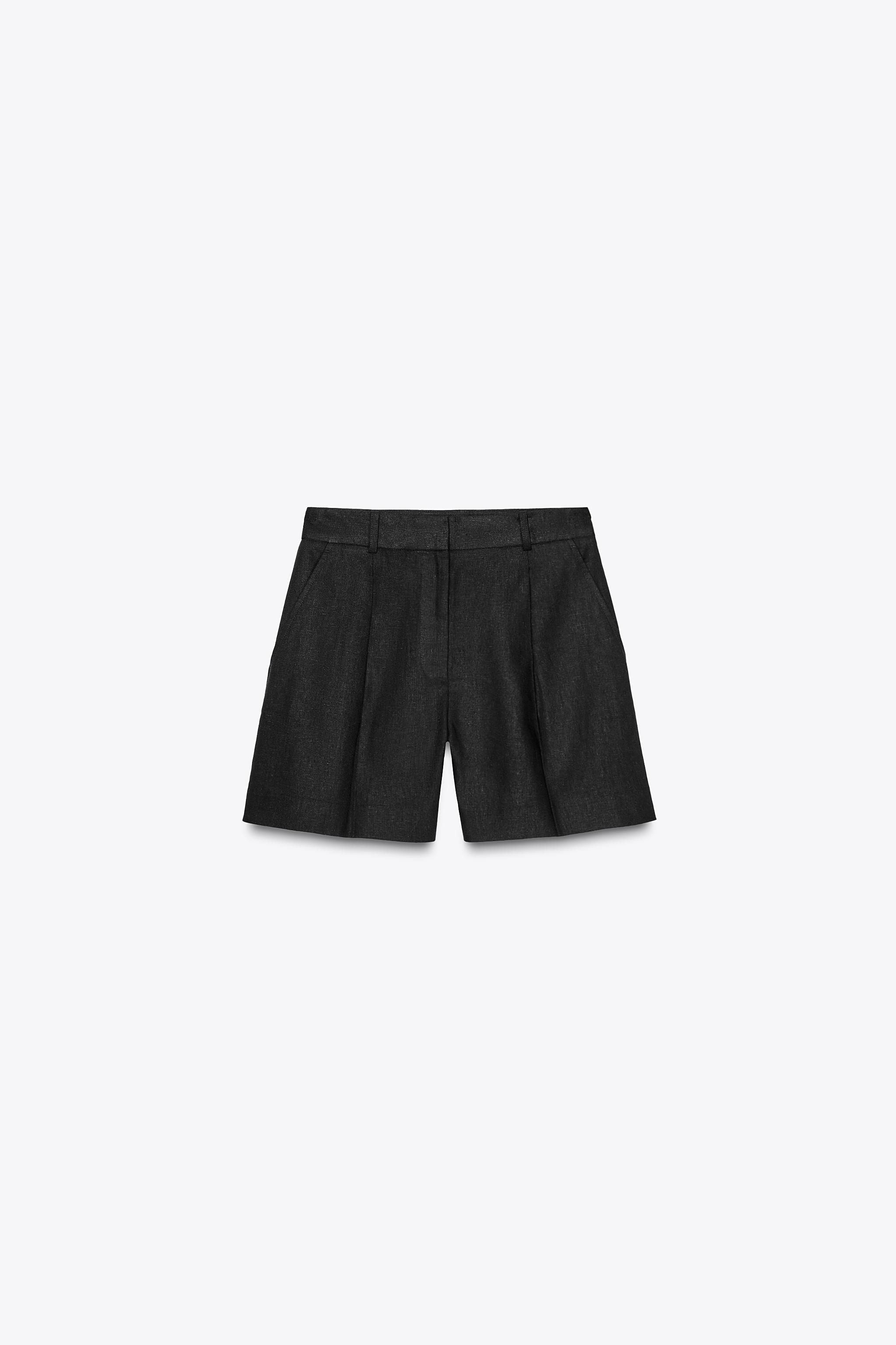 High waisted linen shorts