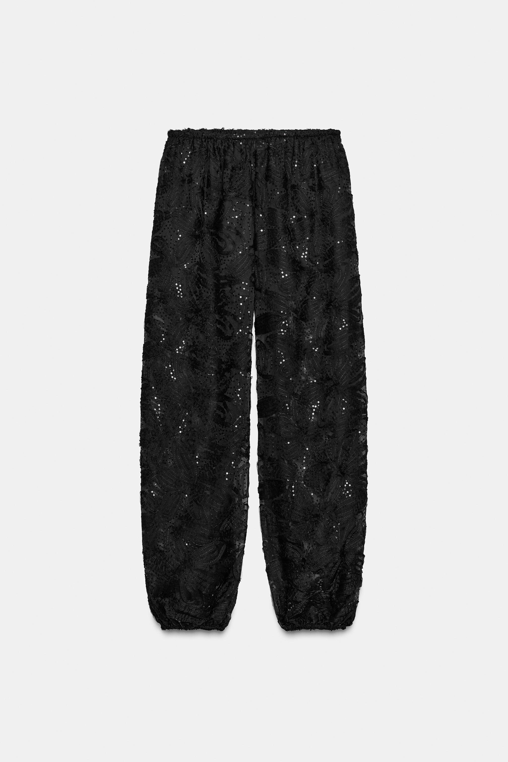 Wide sequin trousers