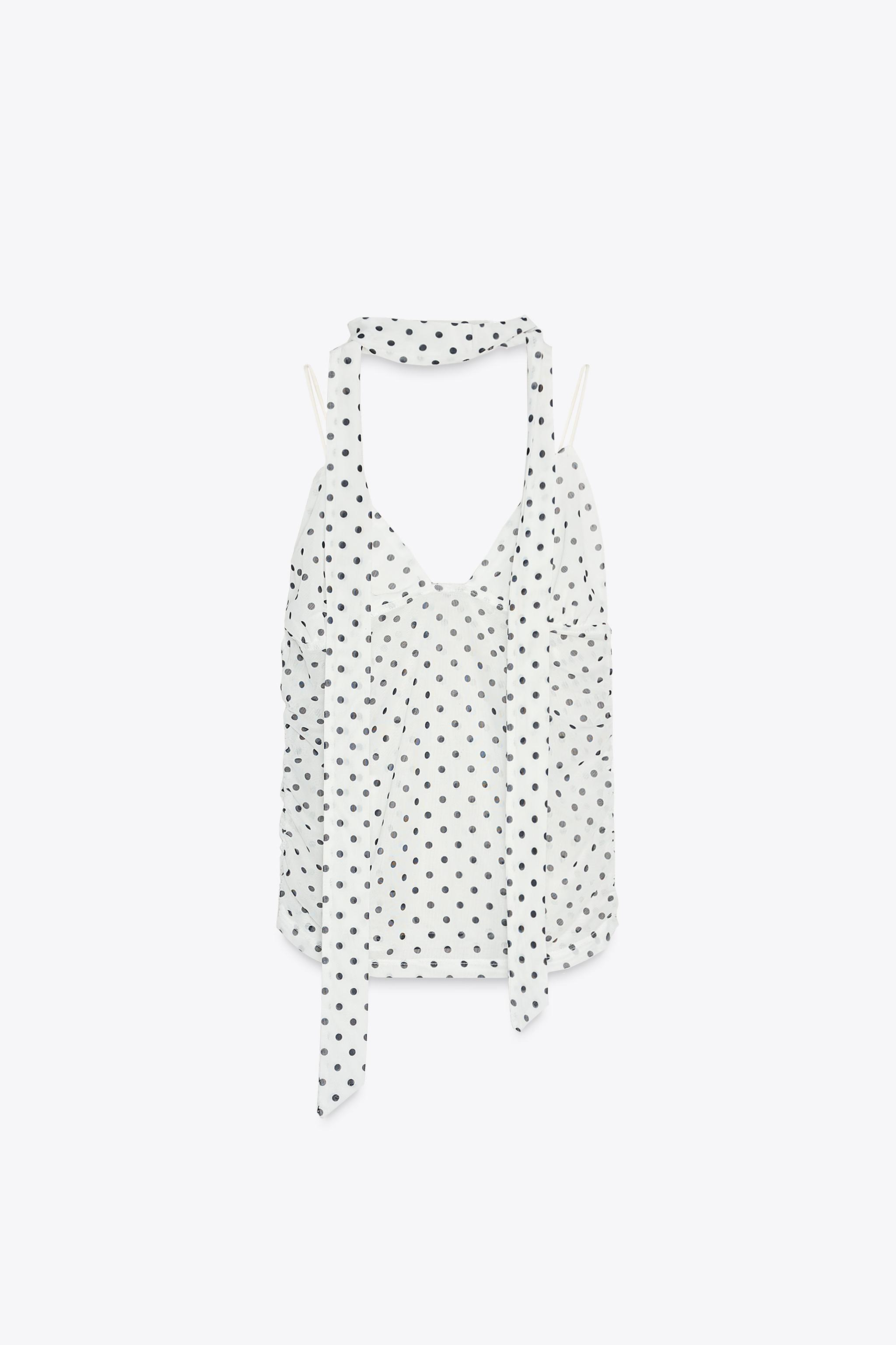 Polka dot scarf top