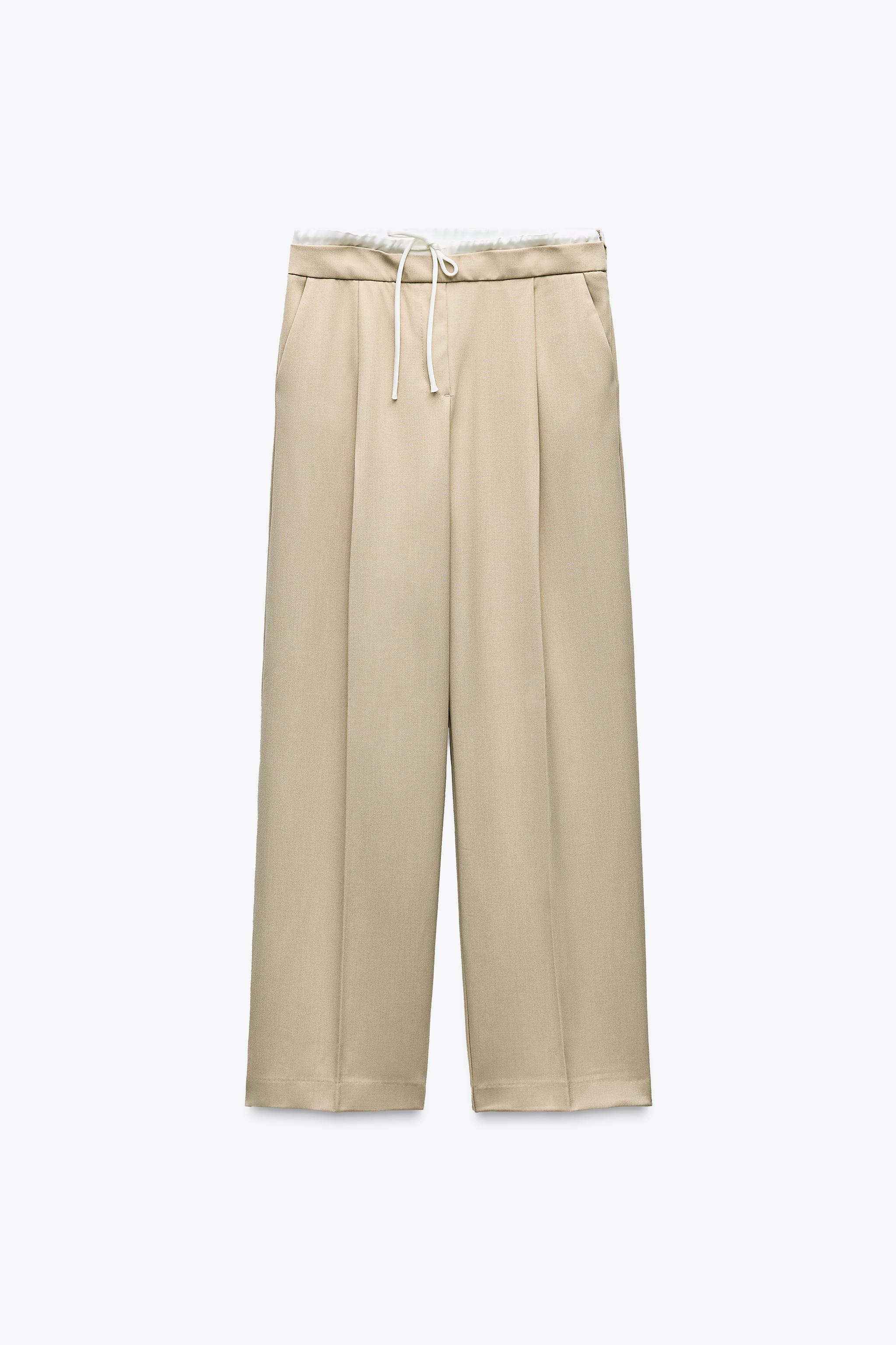 Wide-leg trousers double waistband