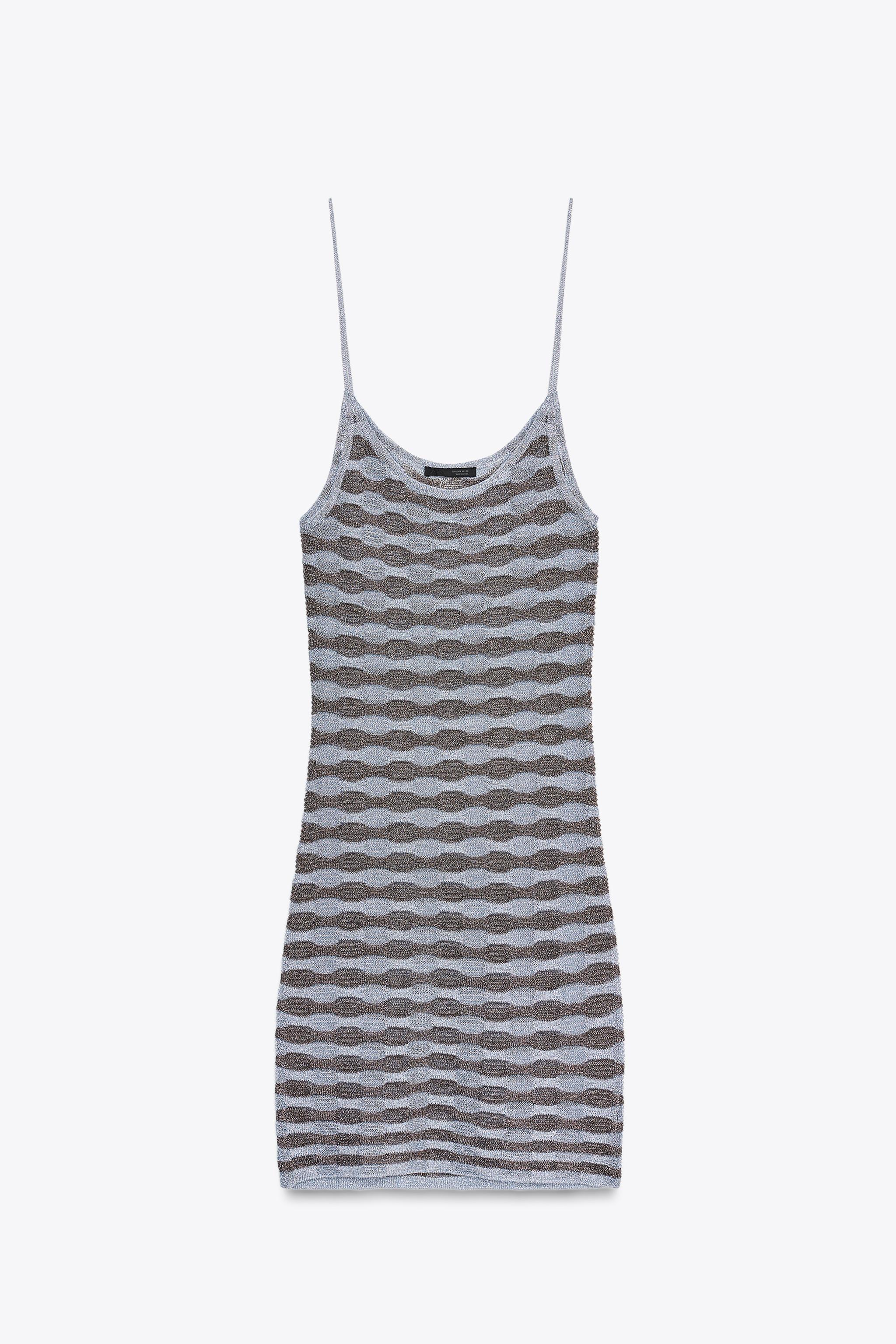 Striped metallic thread dress