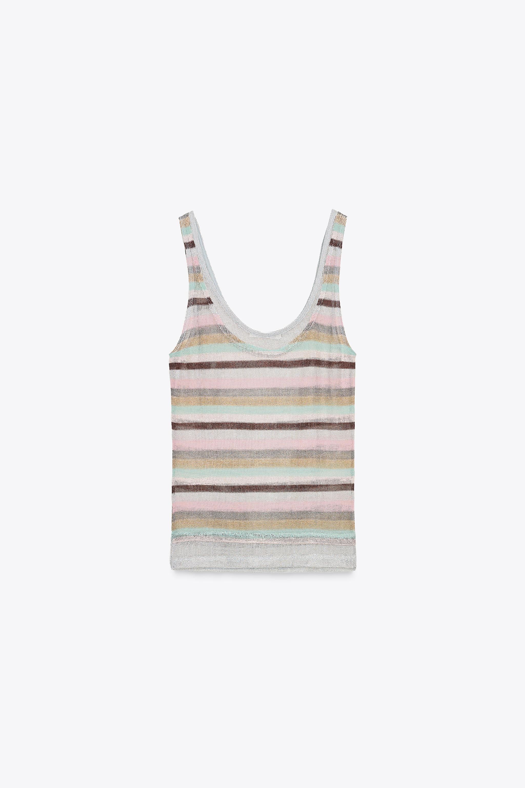 Striped metallic top