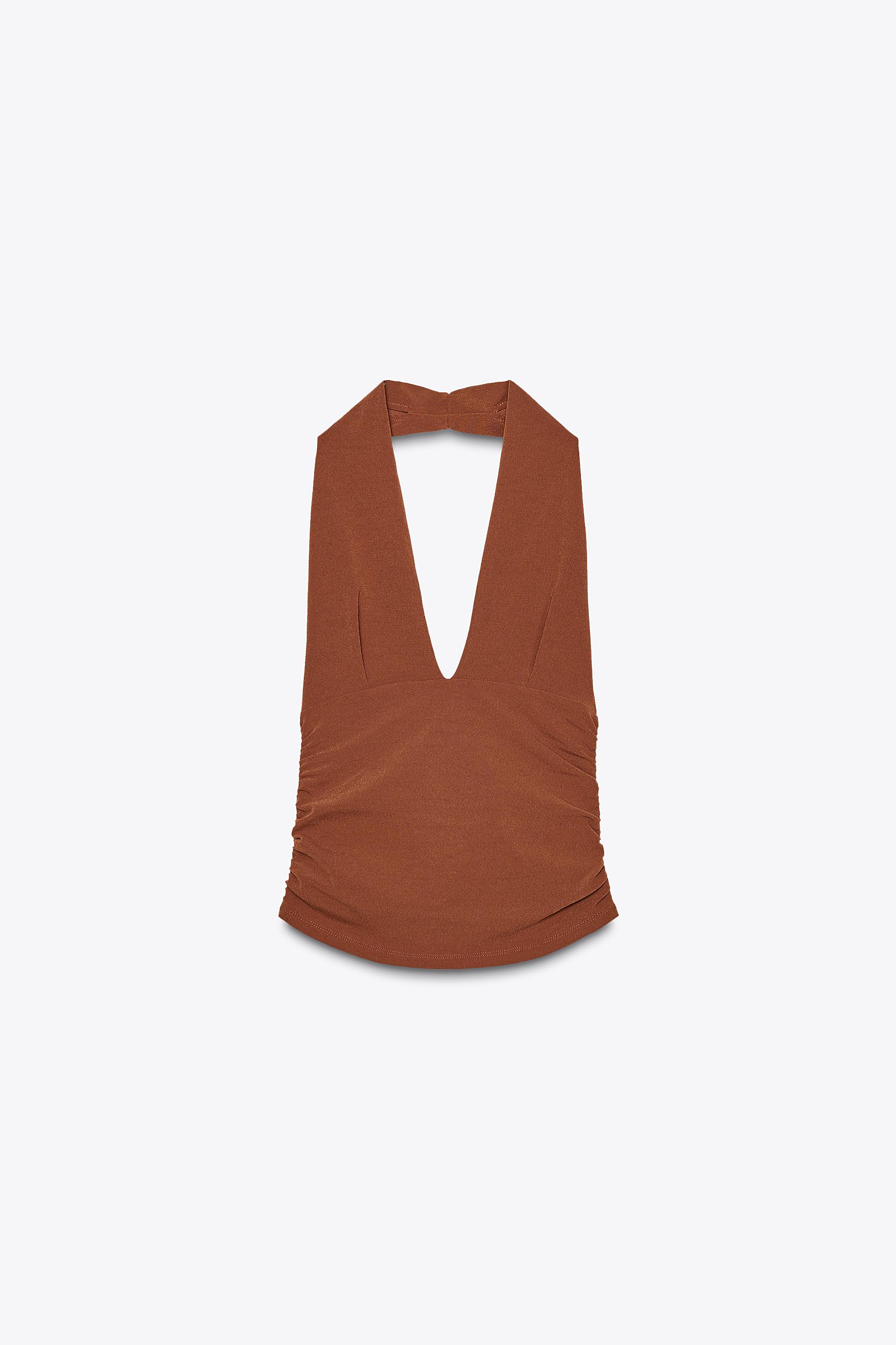 Gingham halter neck top