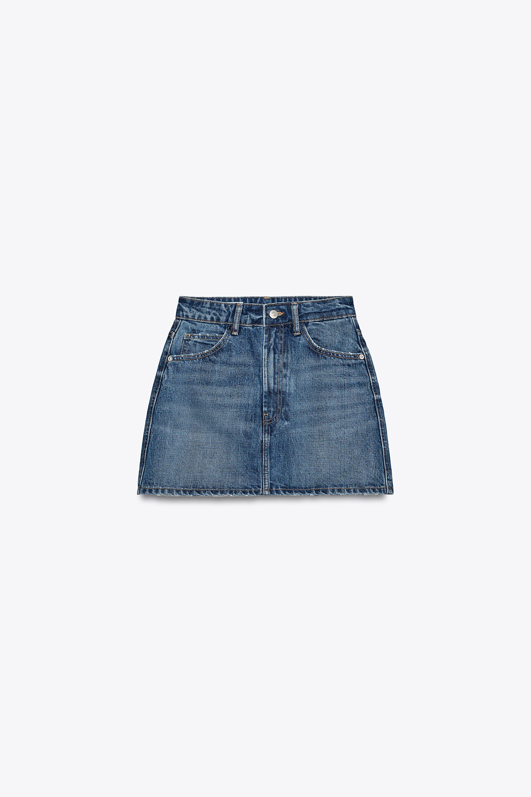 Denim Trf Zara Falda Denim DENIM TRF MINI SKIRT Blue ZARA Singapore