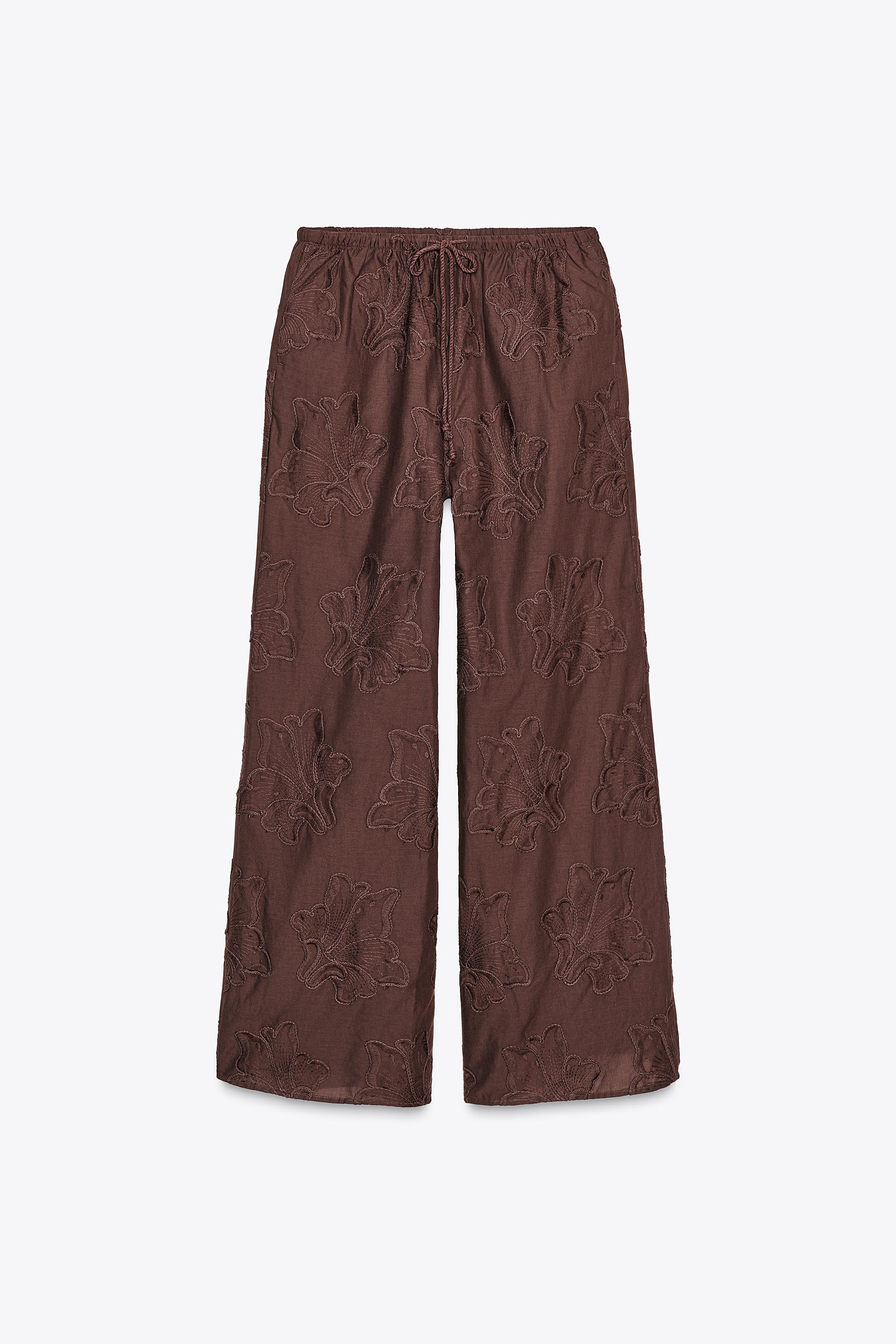 Embroidered pajama trousers