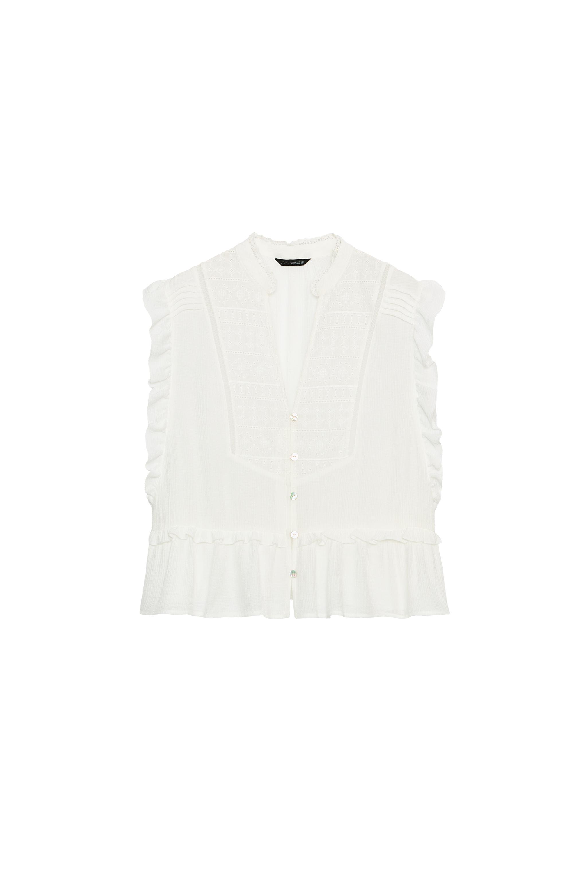 Embroidered Ruffle Top