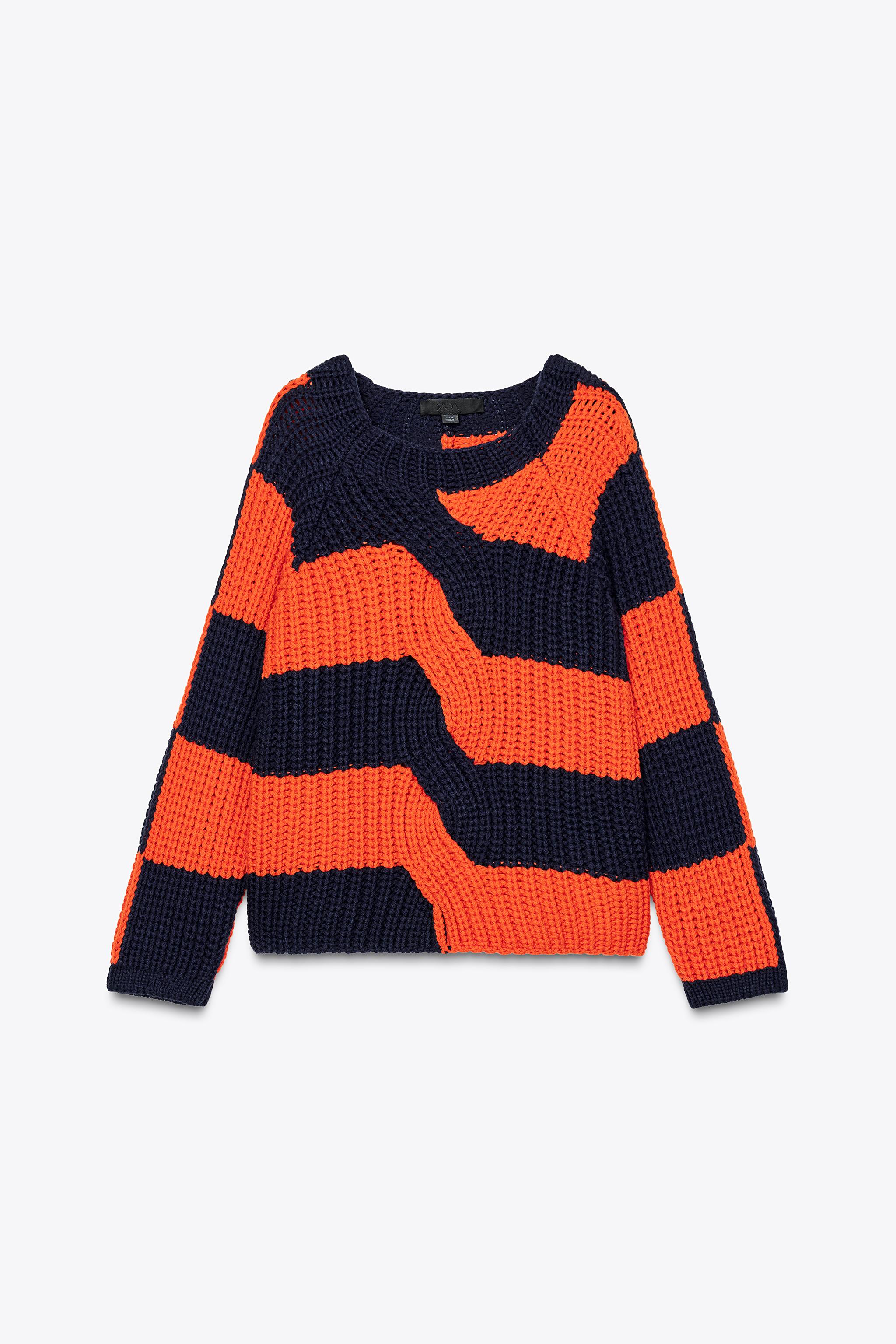 Oversized striped knitted sweater