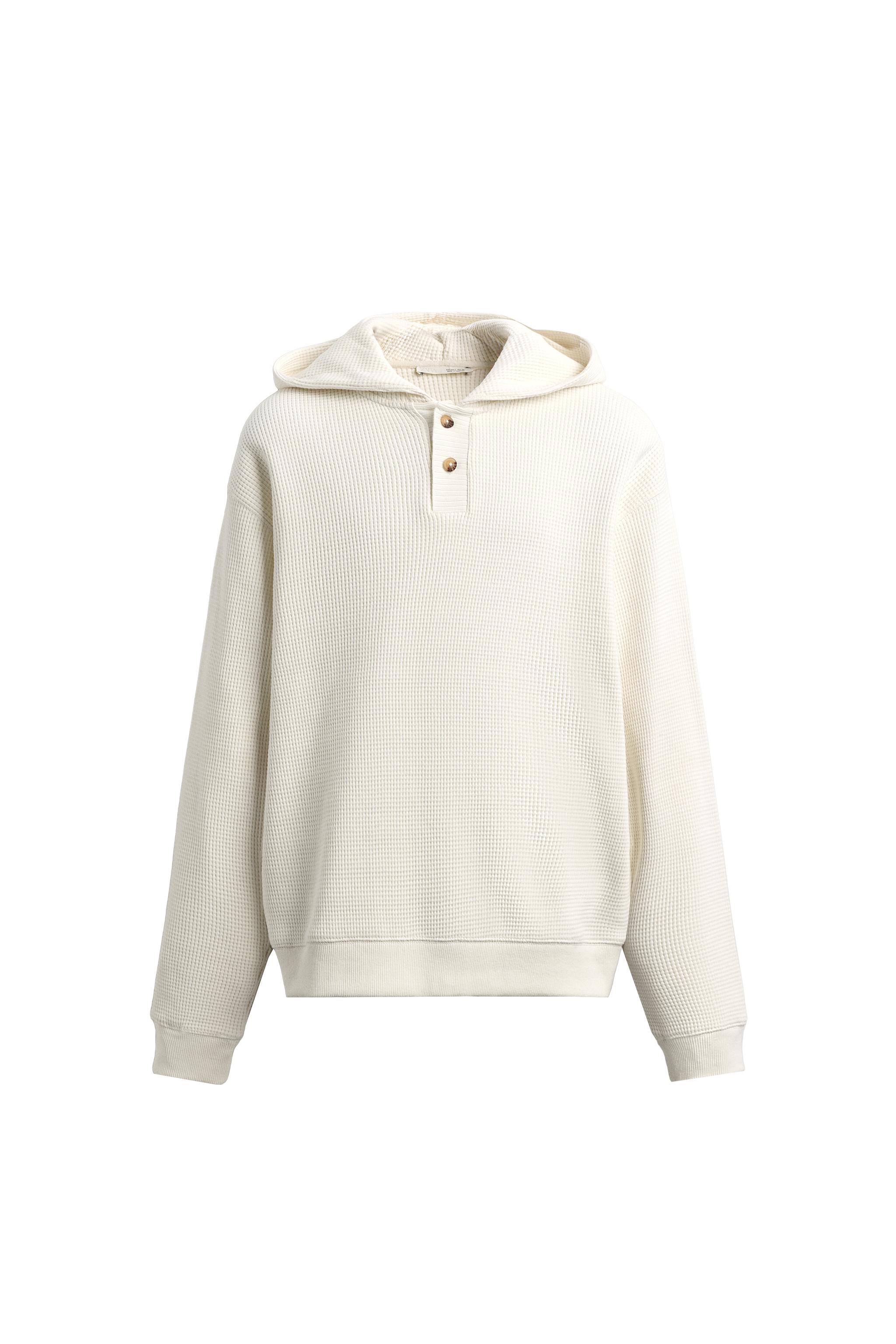 Waffle-knit hoodie