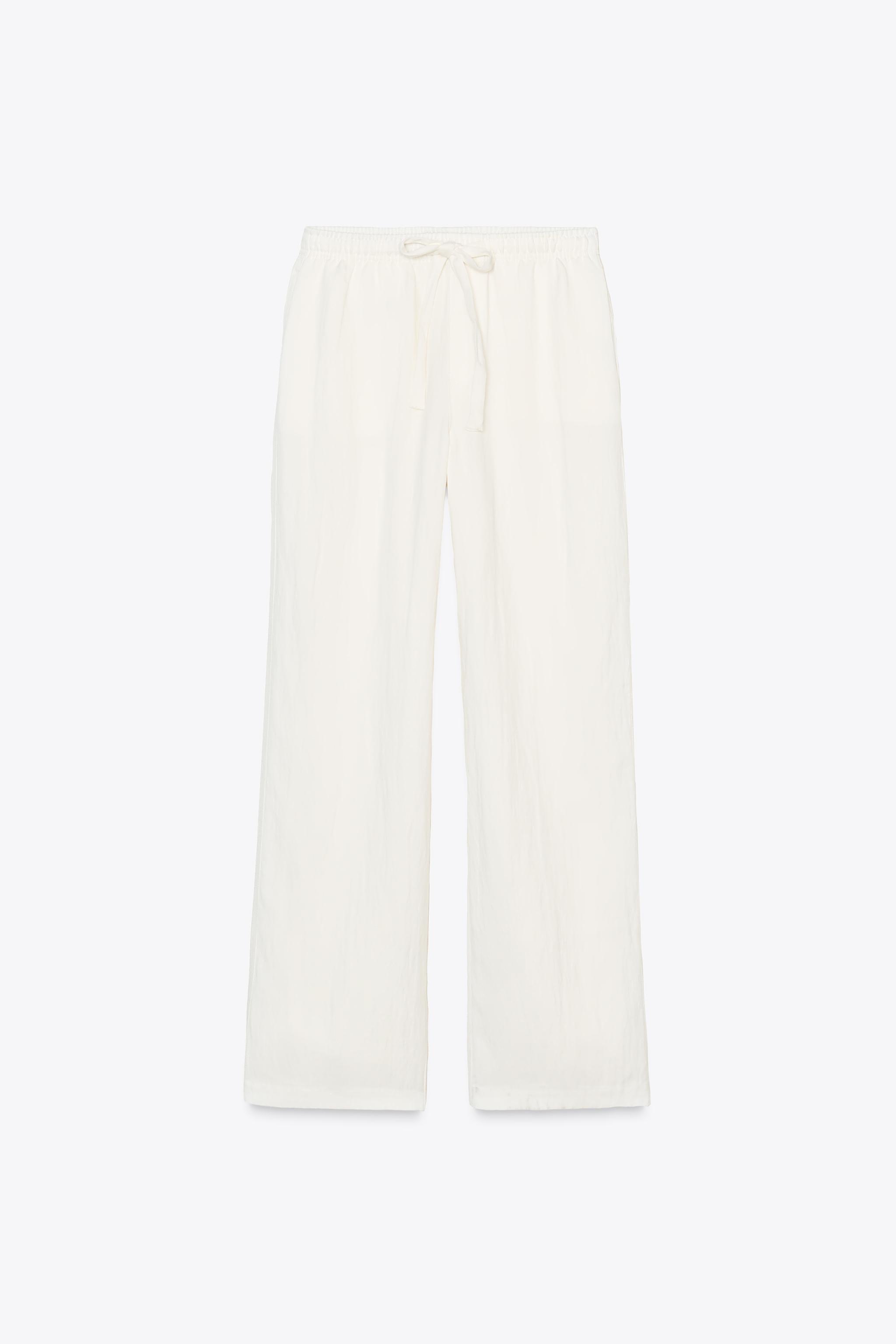 Drawstring straight trousers