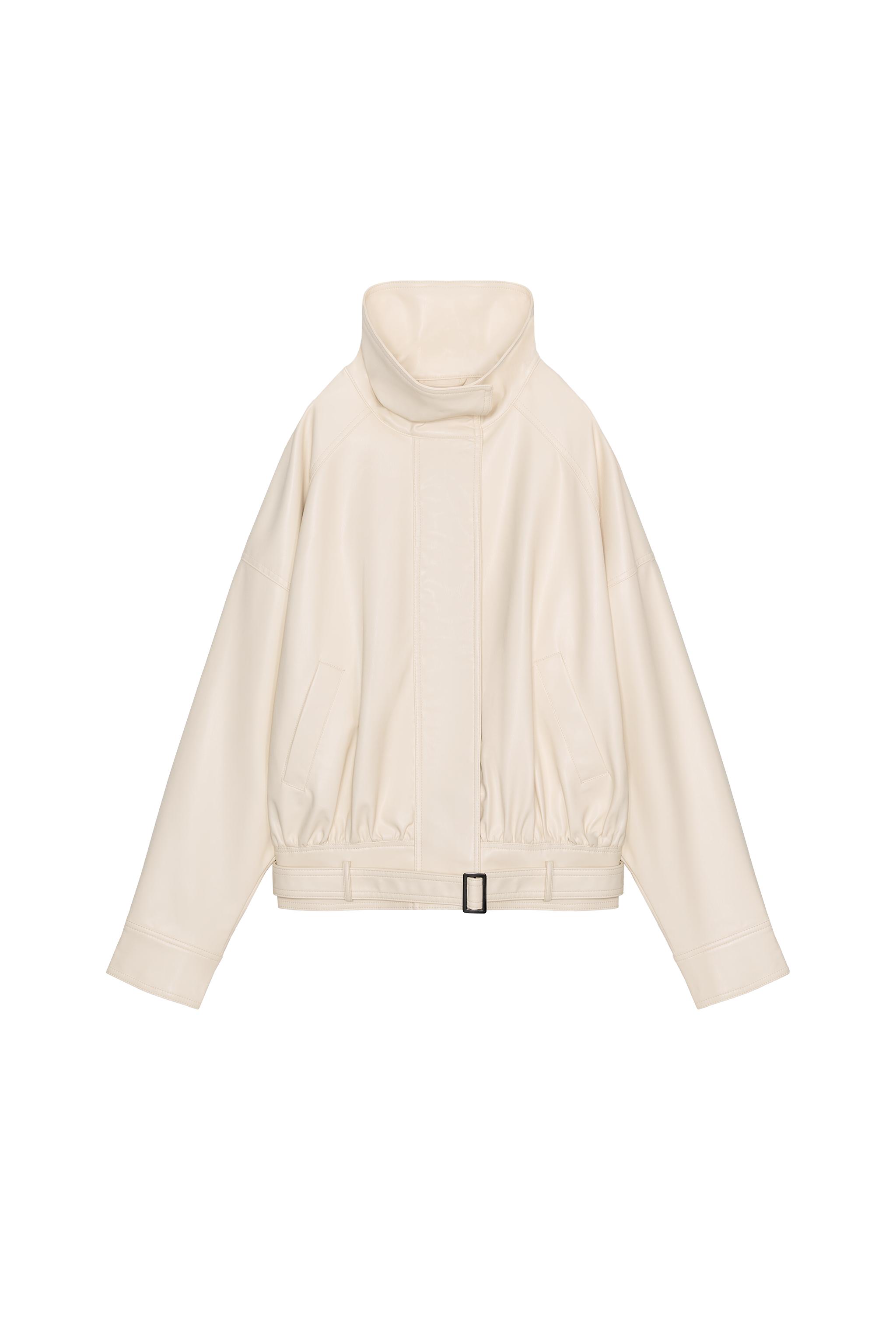 Oversize leather-effect bomber