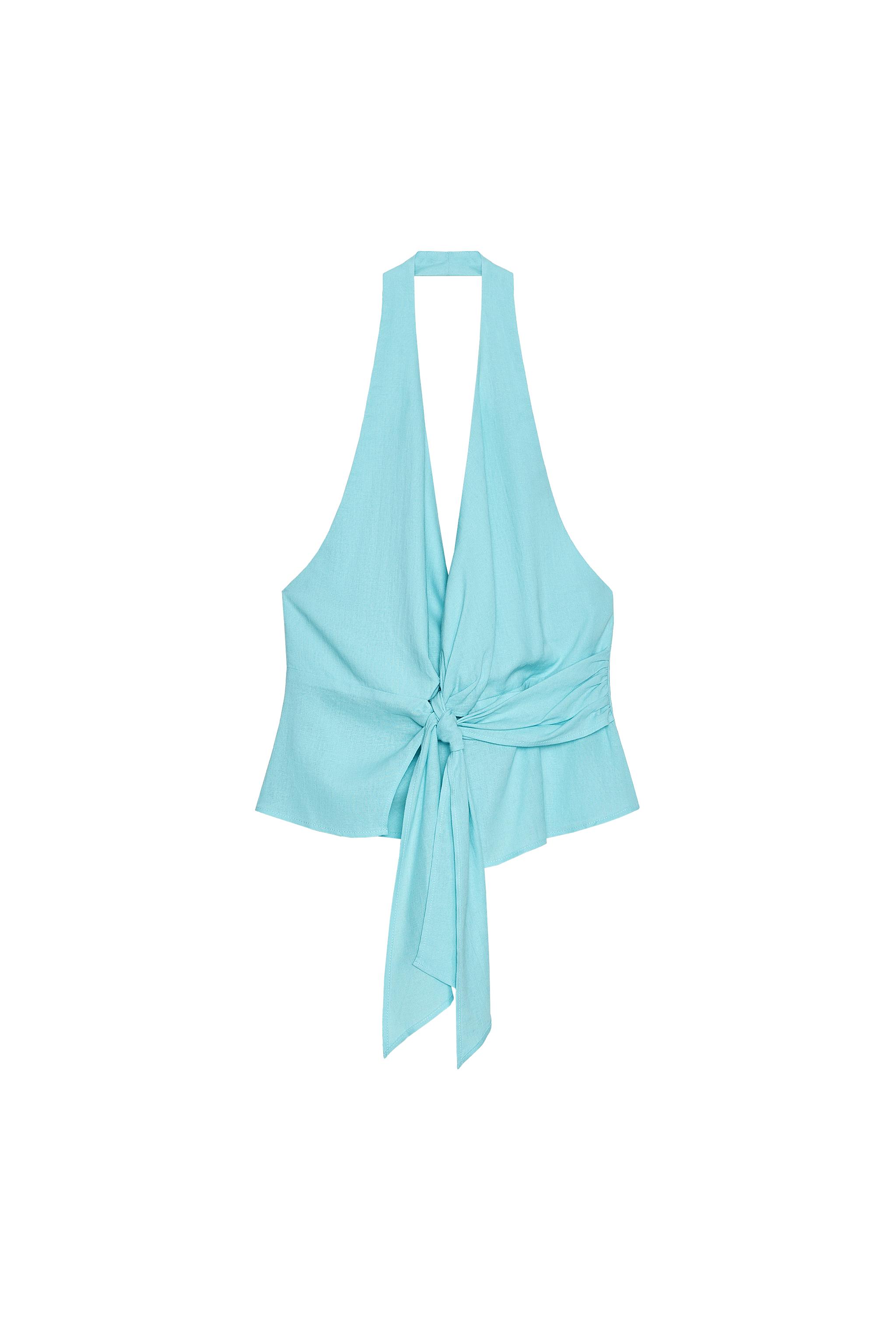 Halterneck knot linen top