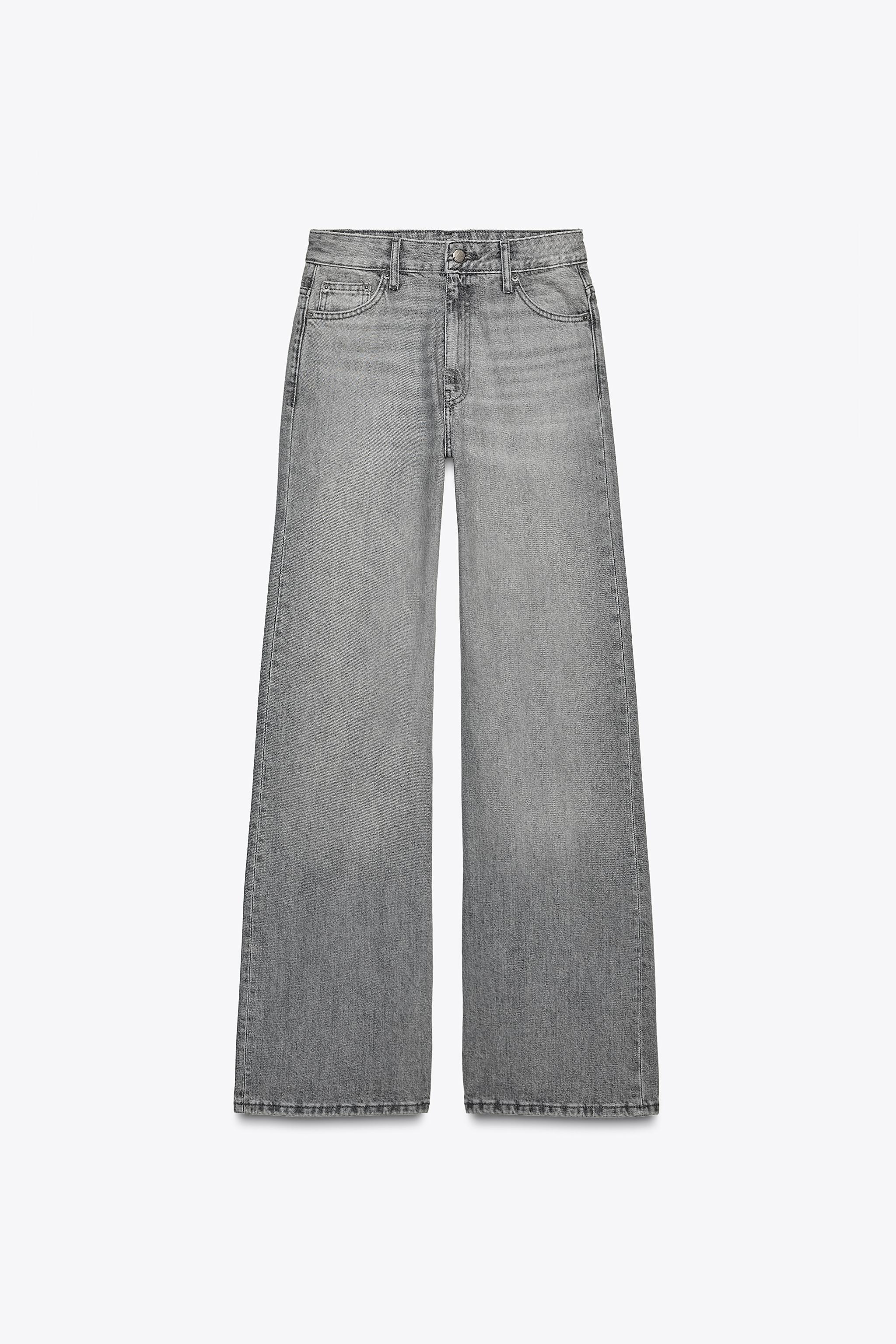 Wide-leg mid-rise jeans