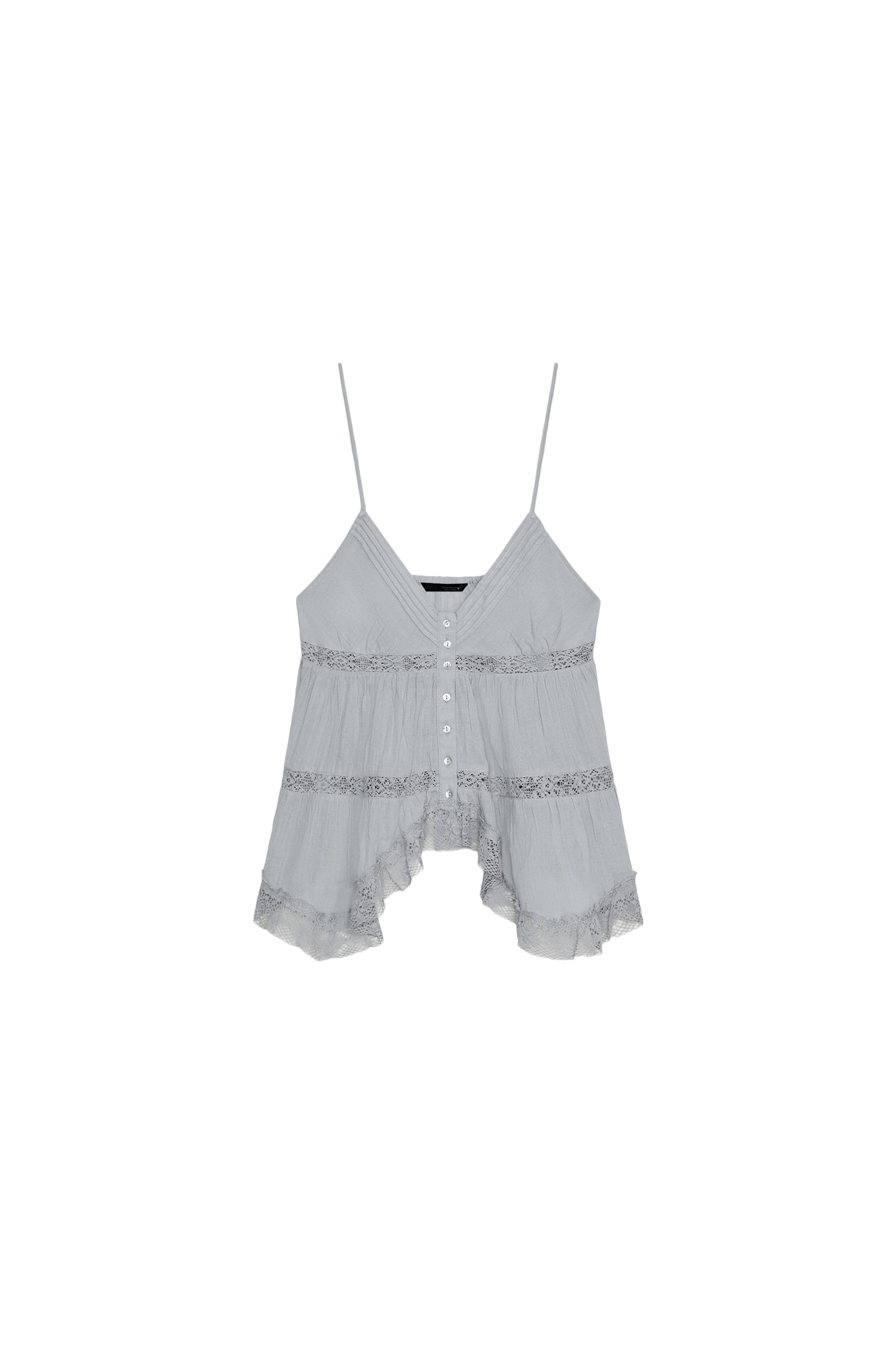 Embroidered strap top