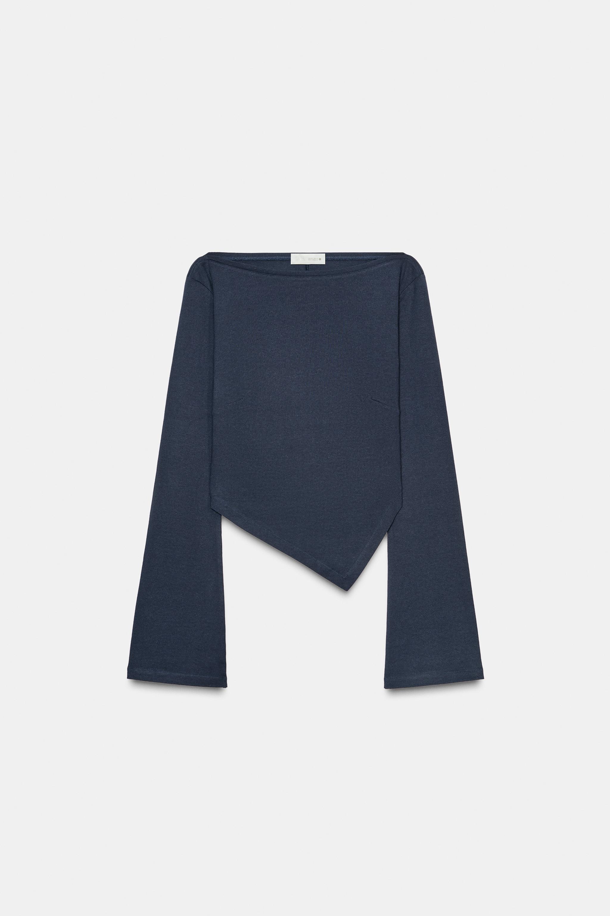 Asymmetric Boat-Neck T-Shirt