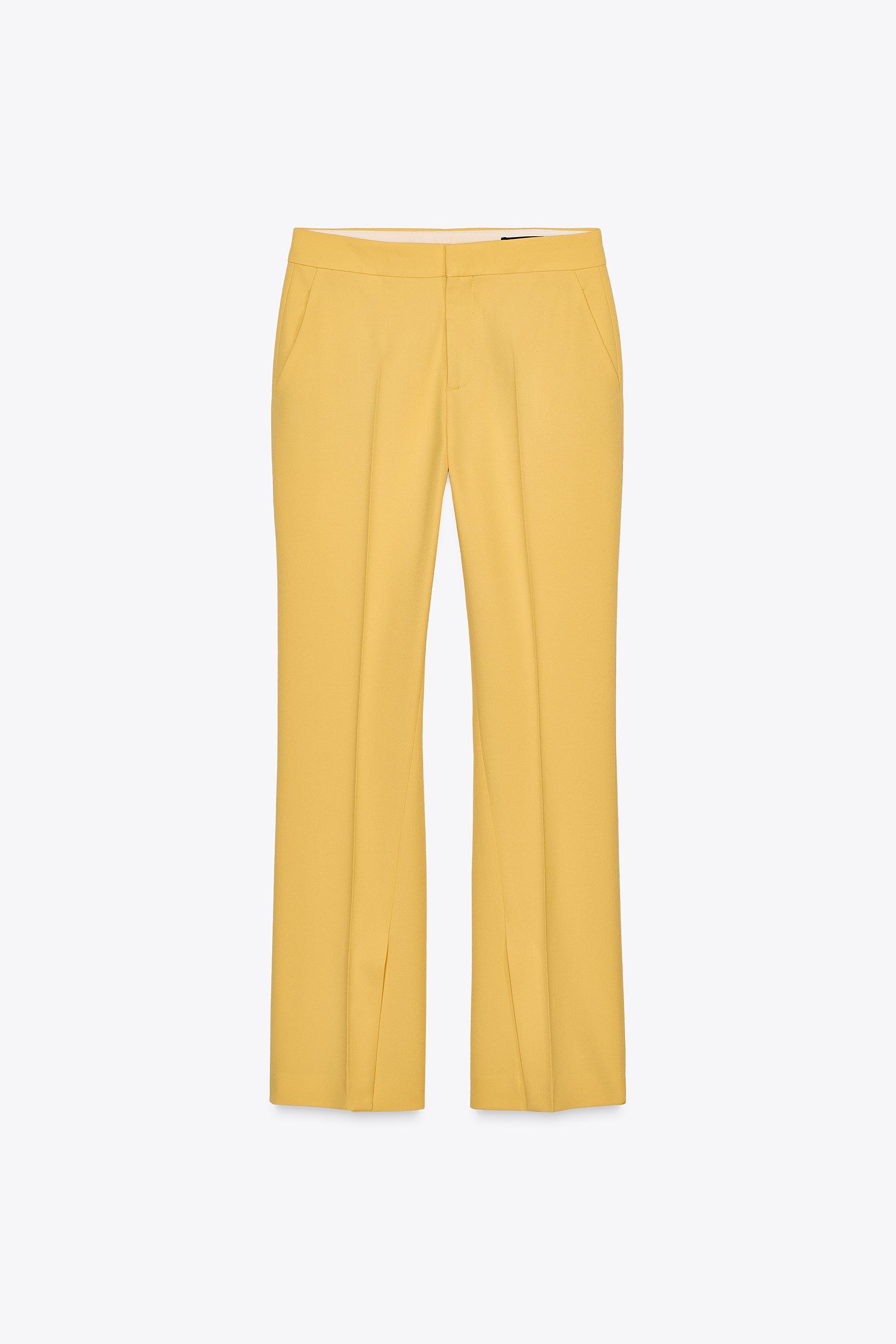 Pantalon Flare Zara Pantalon Amarillo Mujer Zara PANTALÓN RAYA