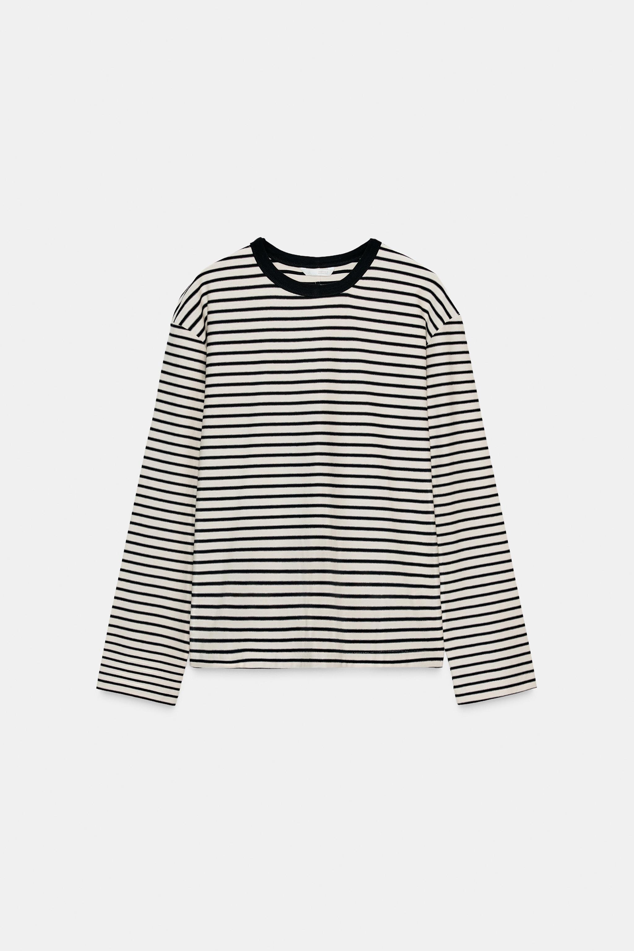 Striped long sleeve T‑shirt