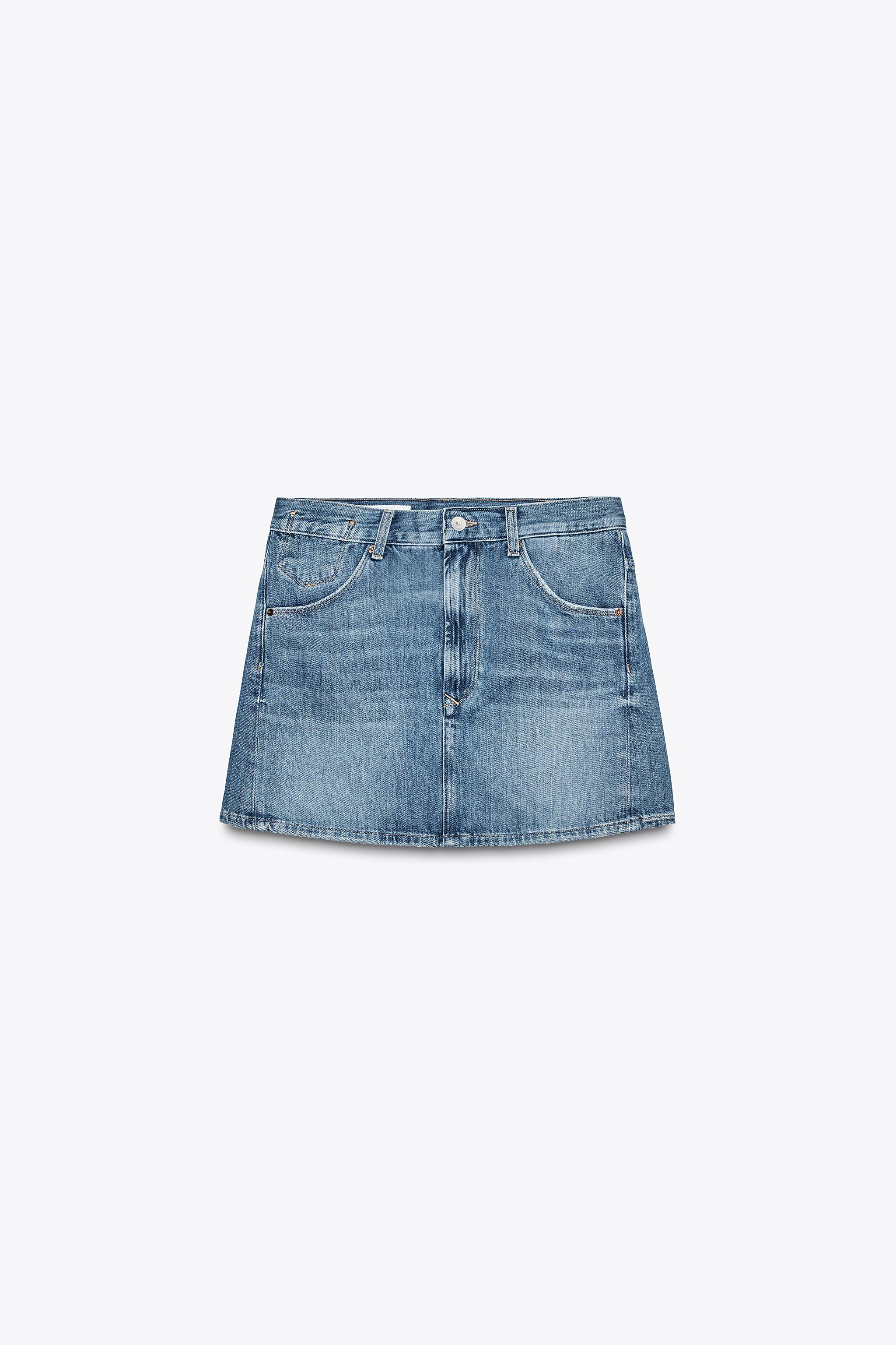 Baggy denim mini skirt