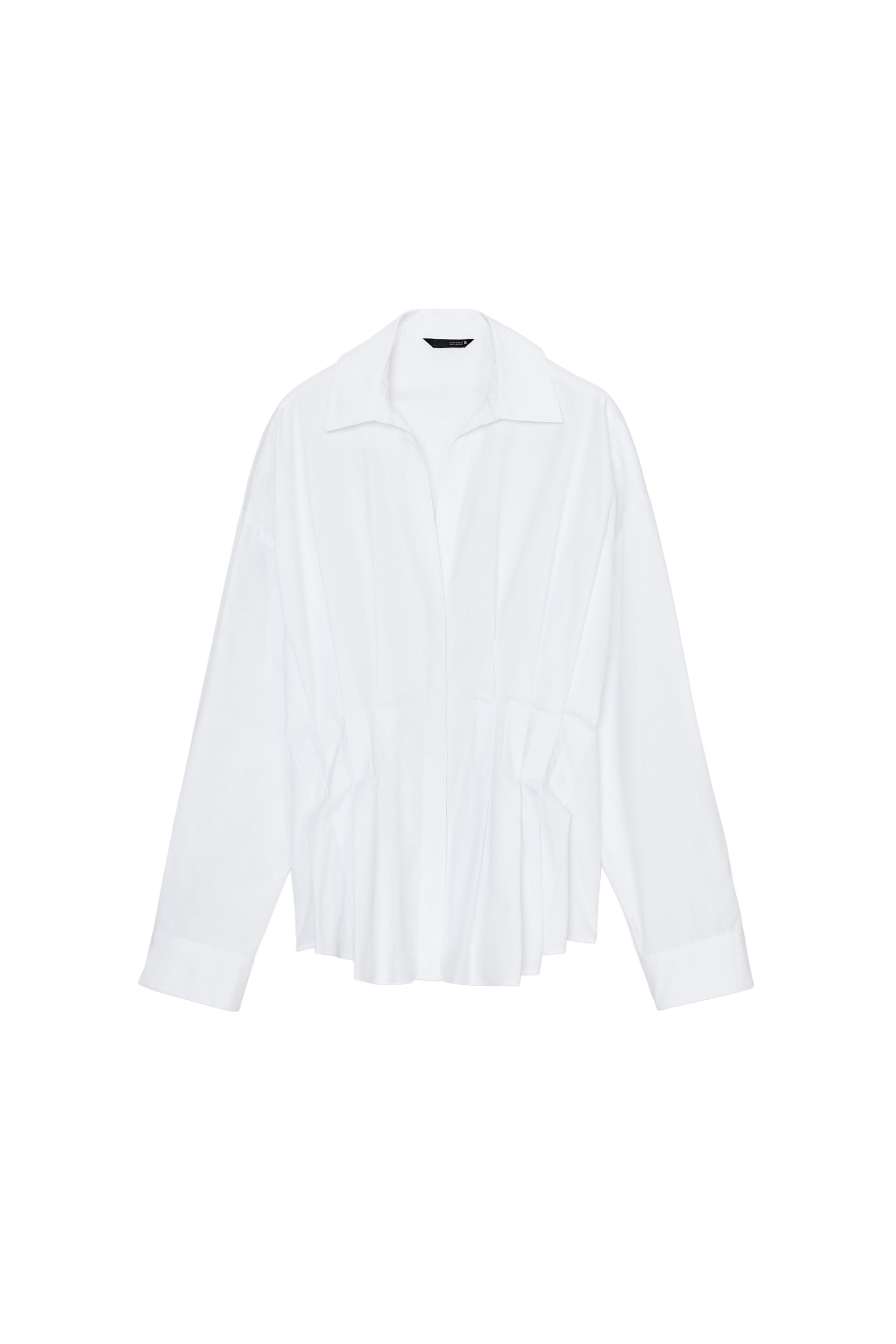 Pleated poplin shirt