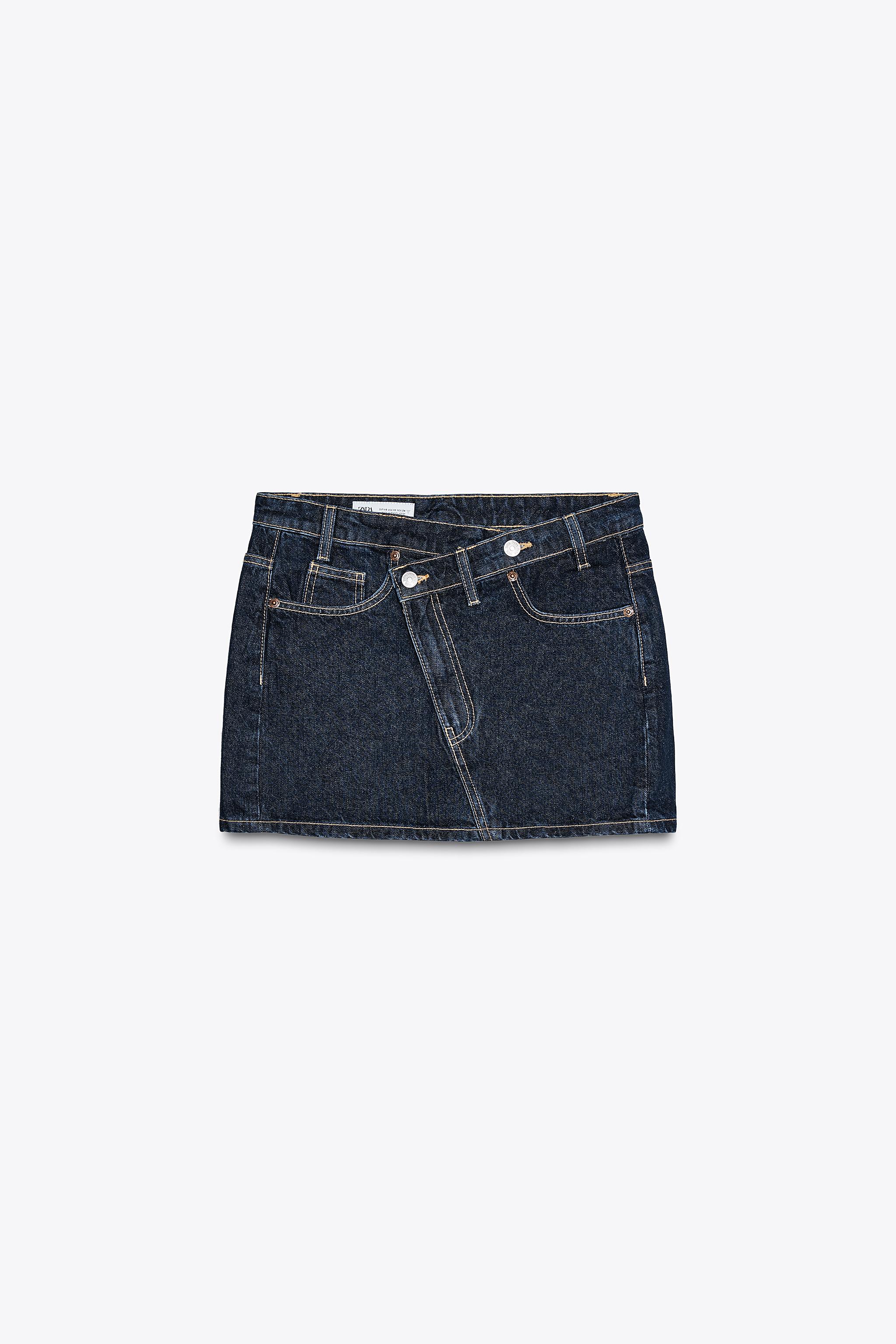 Denim skirt crossover waist