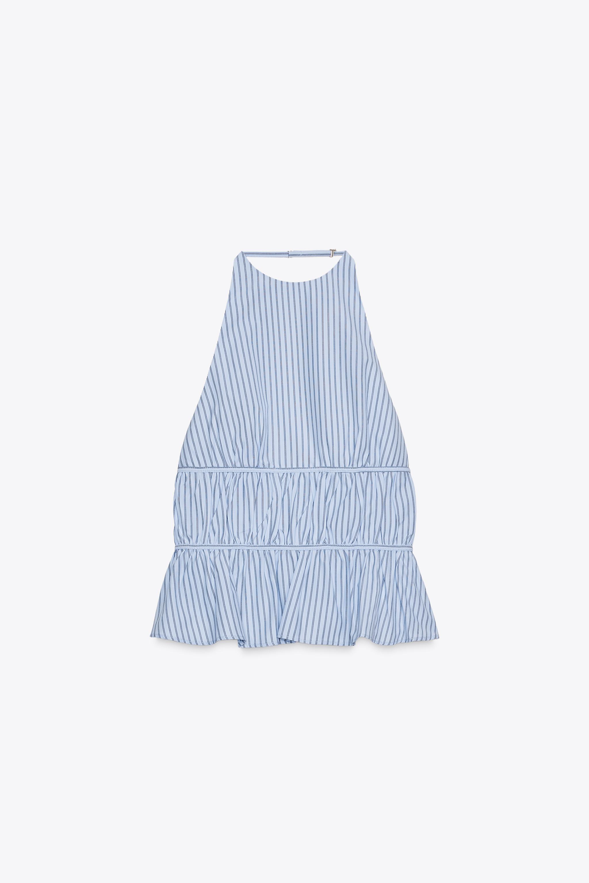Striped Poplin Halterneck Top