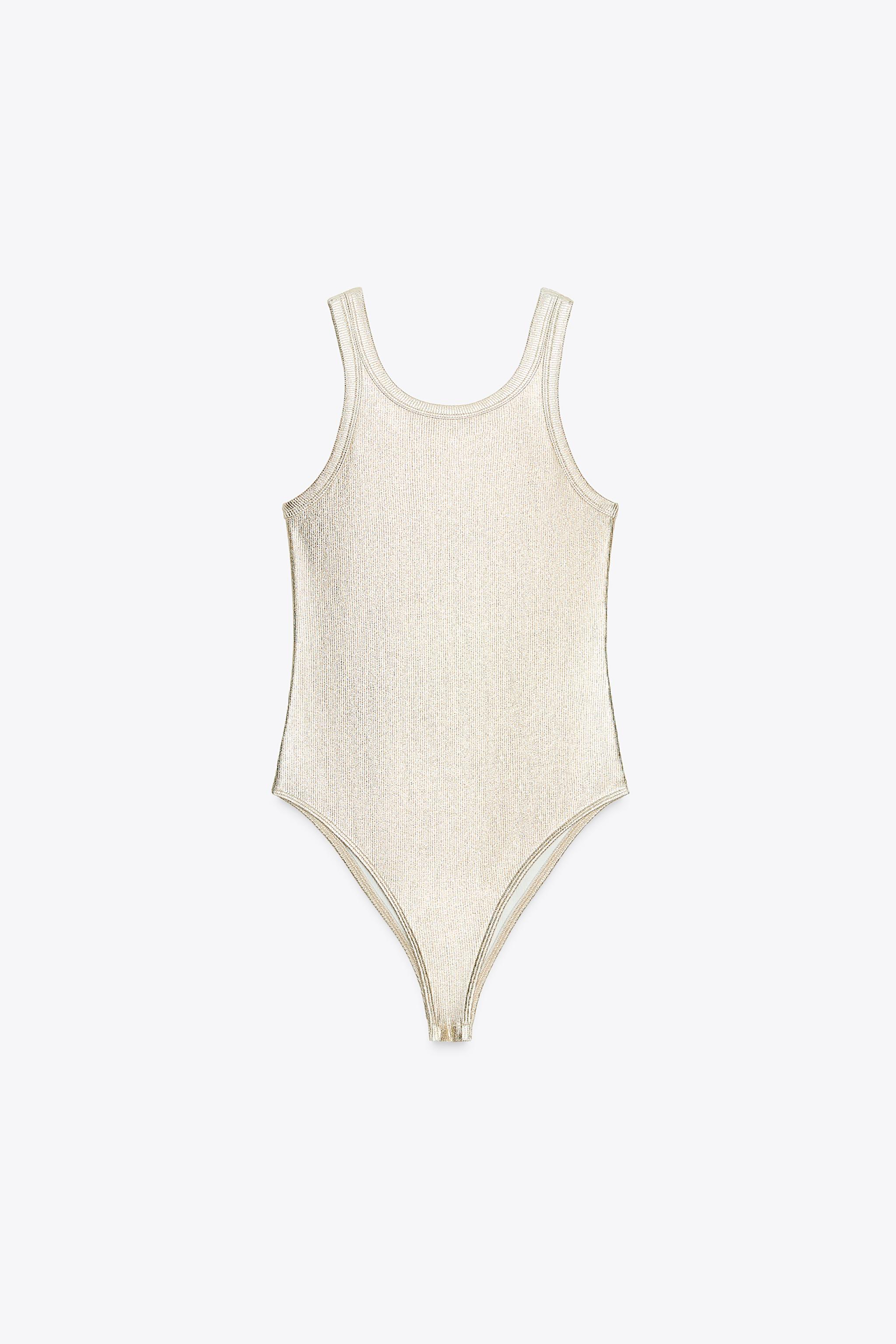 Metallic ribbed bodysuit