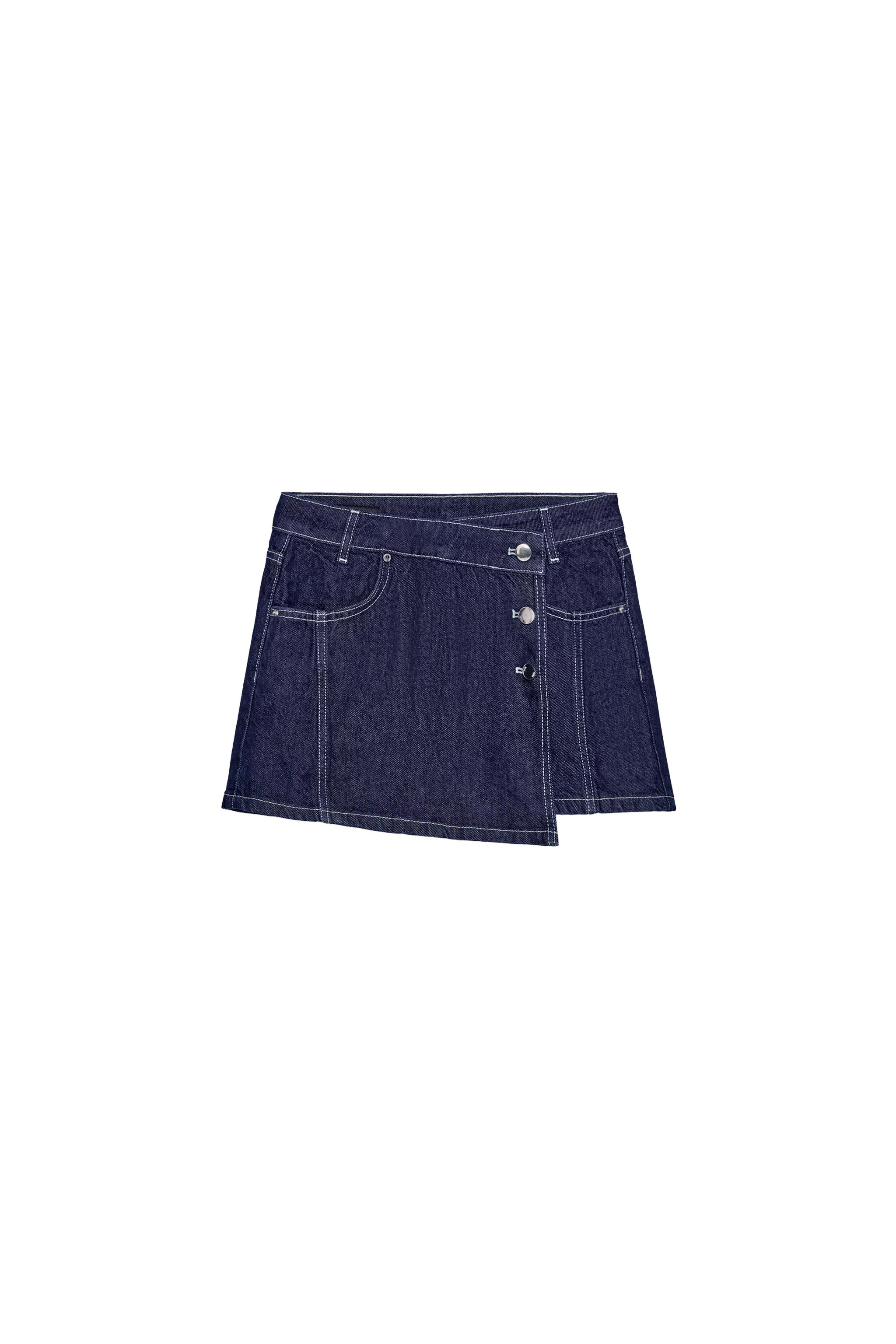 Wrap denim skort
