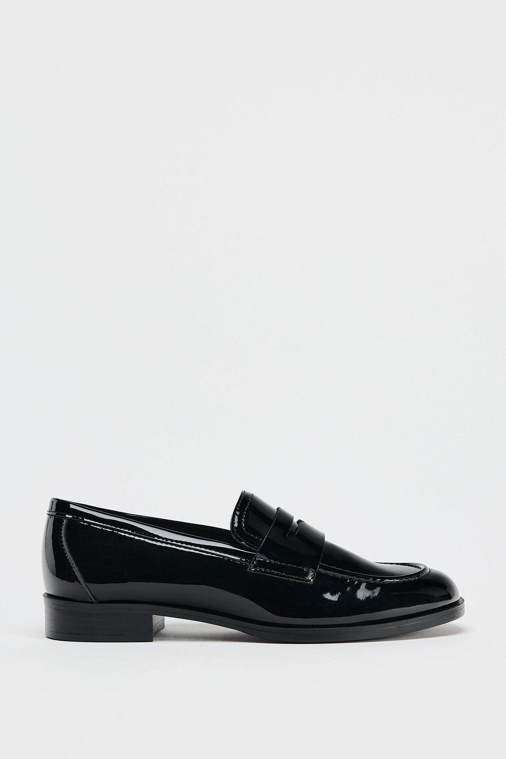 Faux patent leather loafers