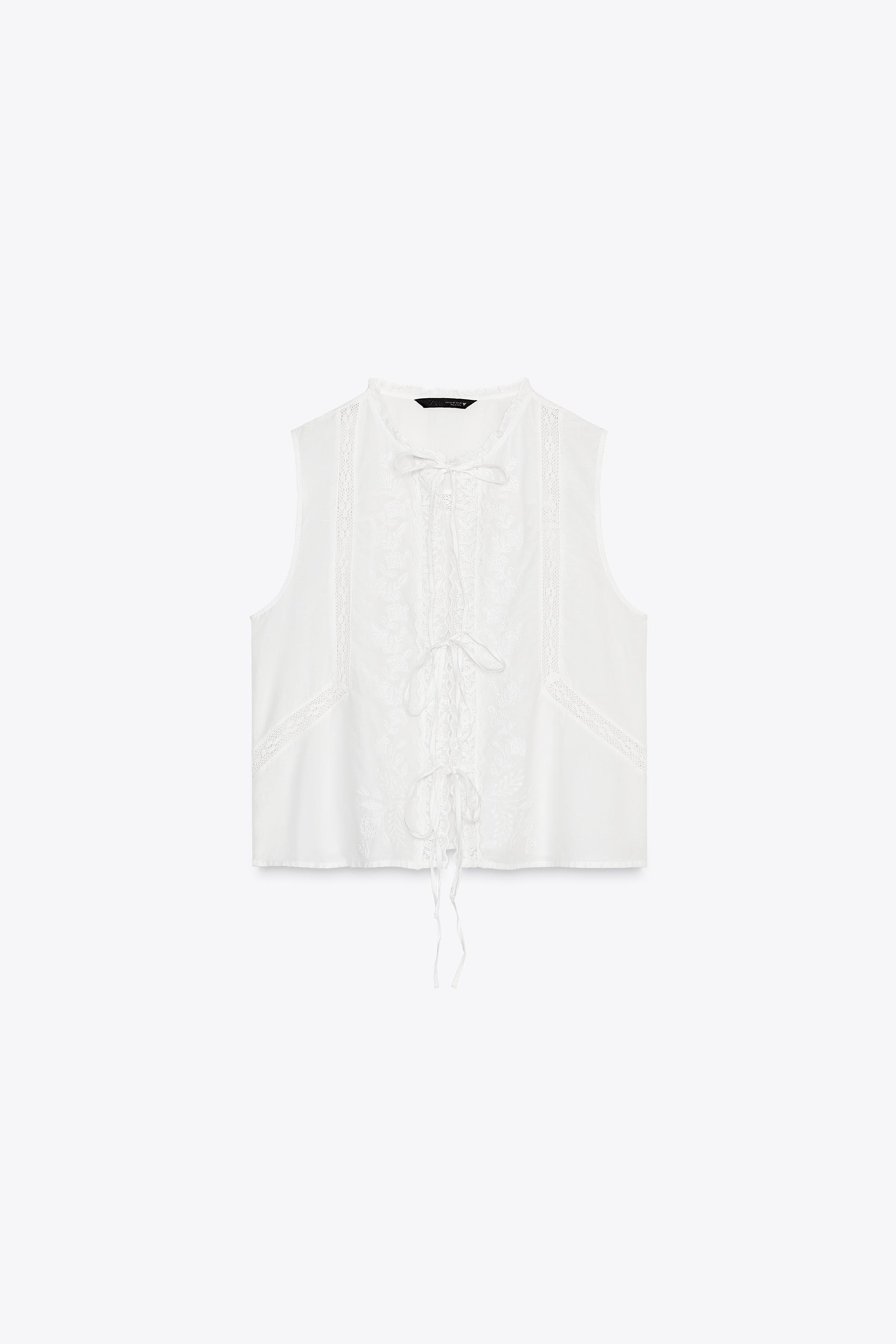 Embroidered tie top