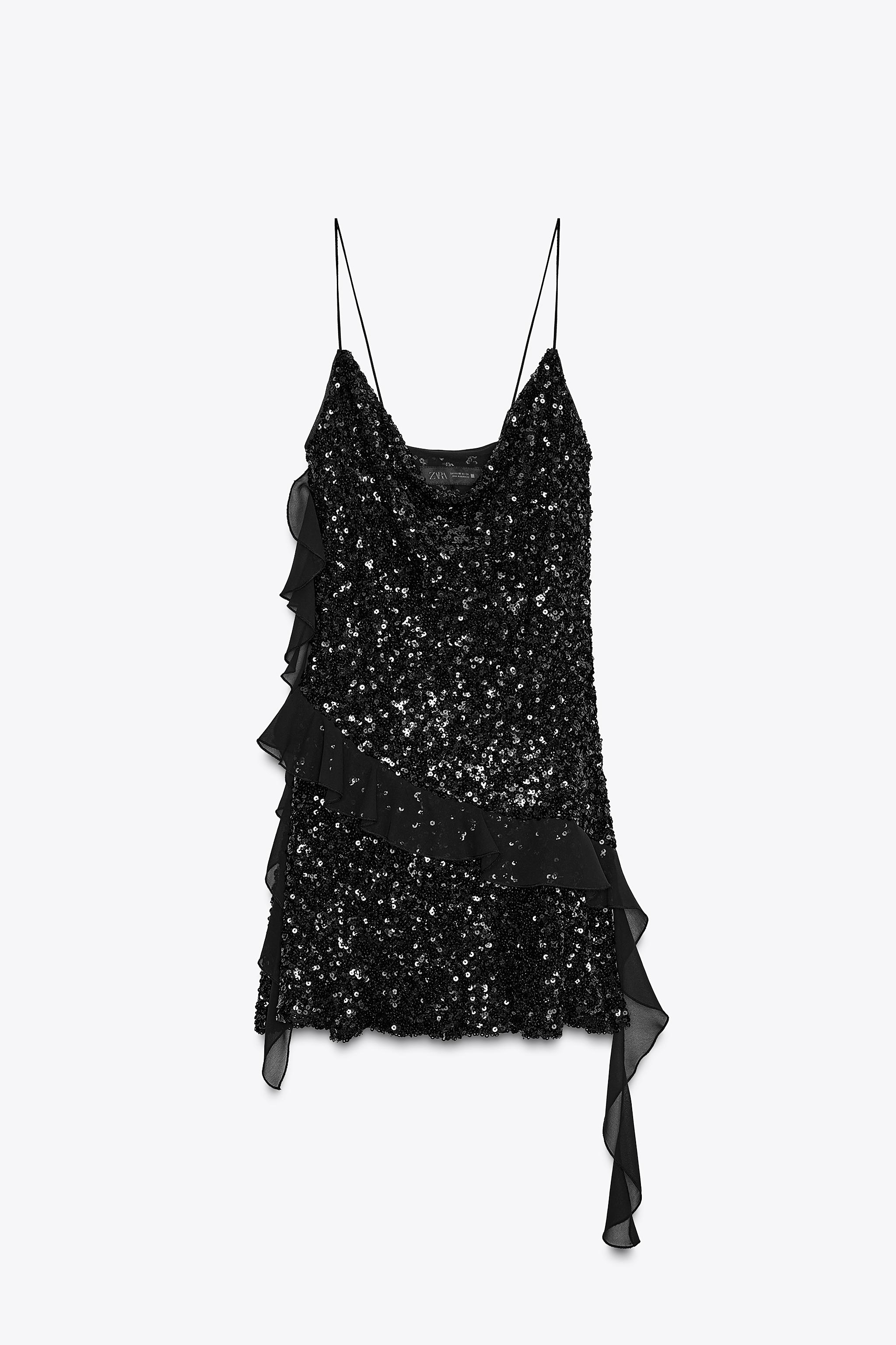 Sequinned ruffle mini dress