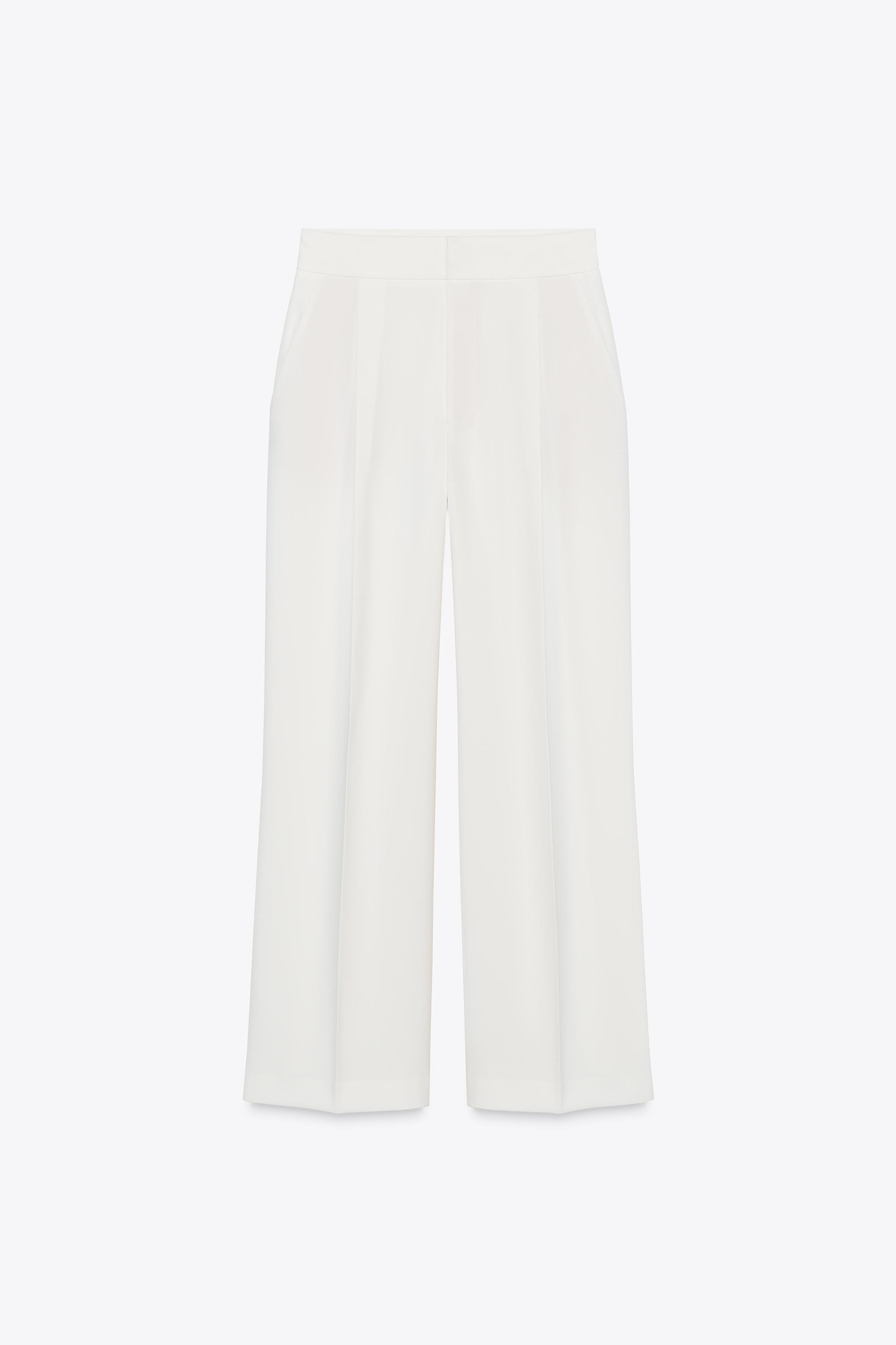 Wide-leg darted trousers