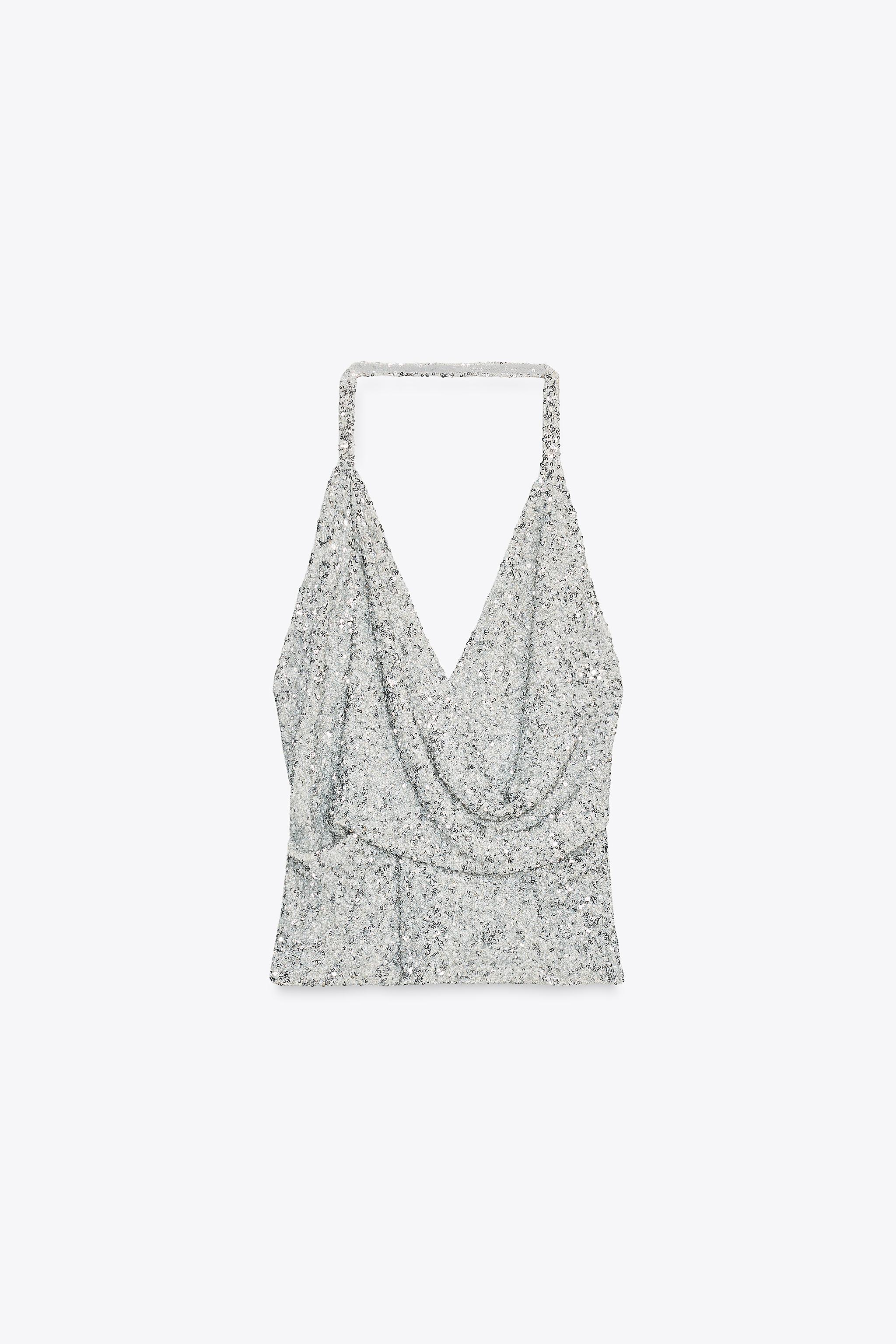 Silver sequin top