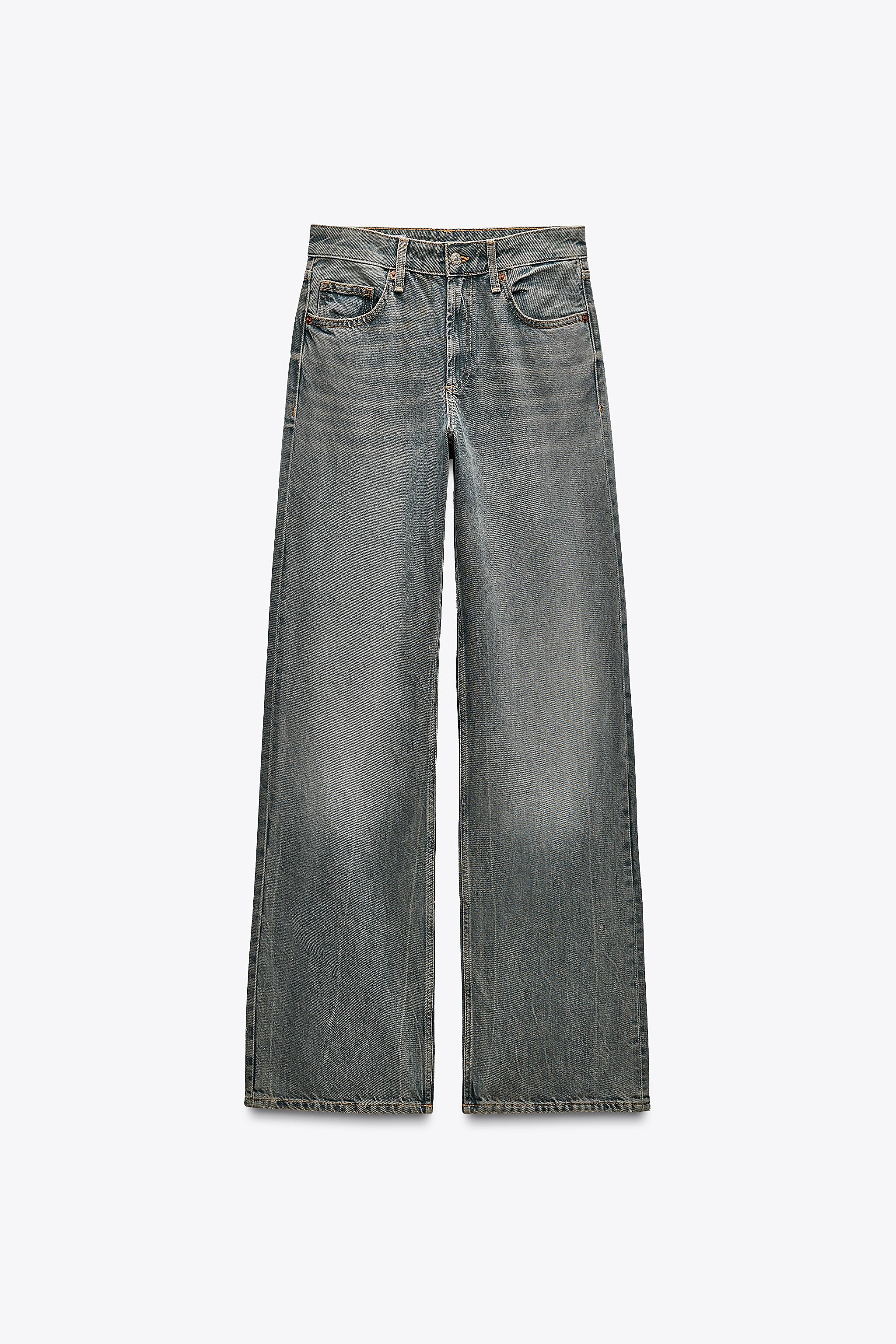 Wide-leg mid-rise jeans