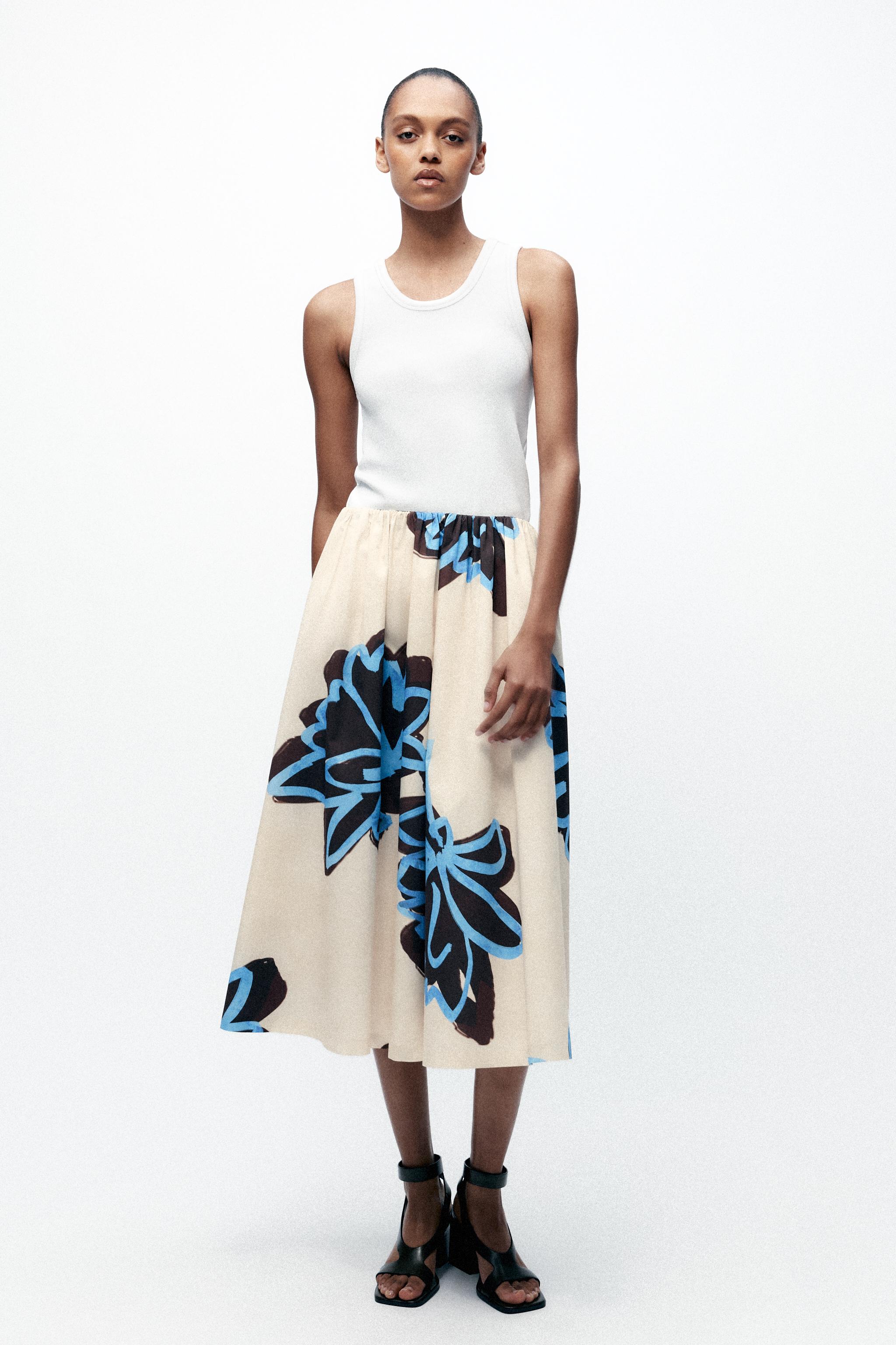 Falda Midi Vestido Estampado Volumen Zara Telier Falda Midi