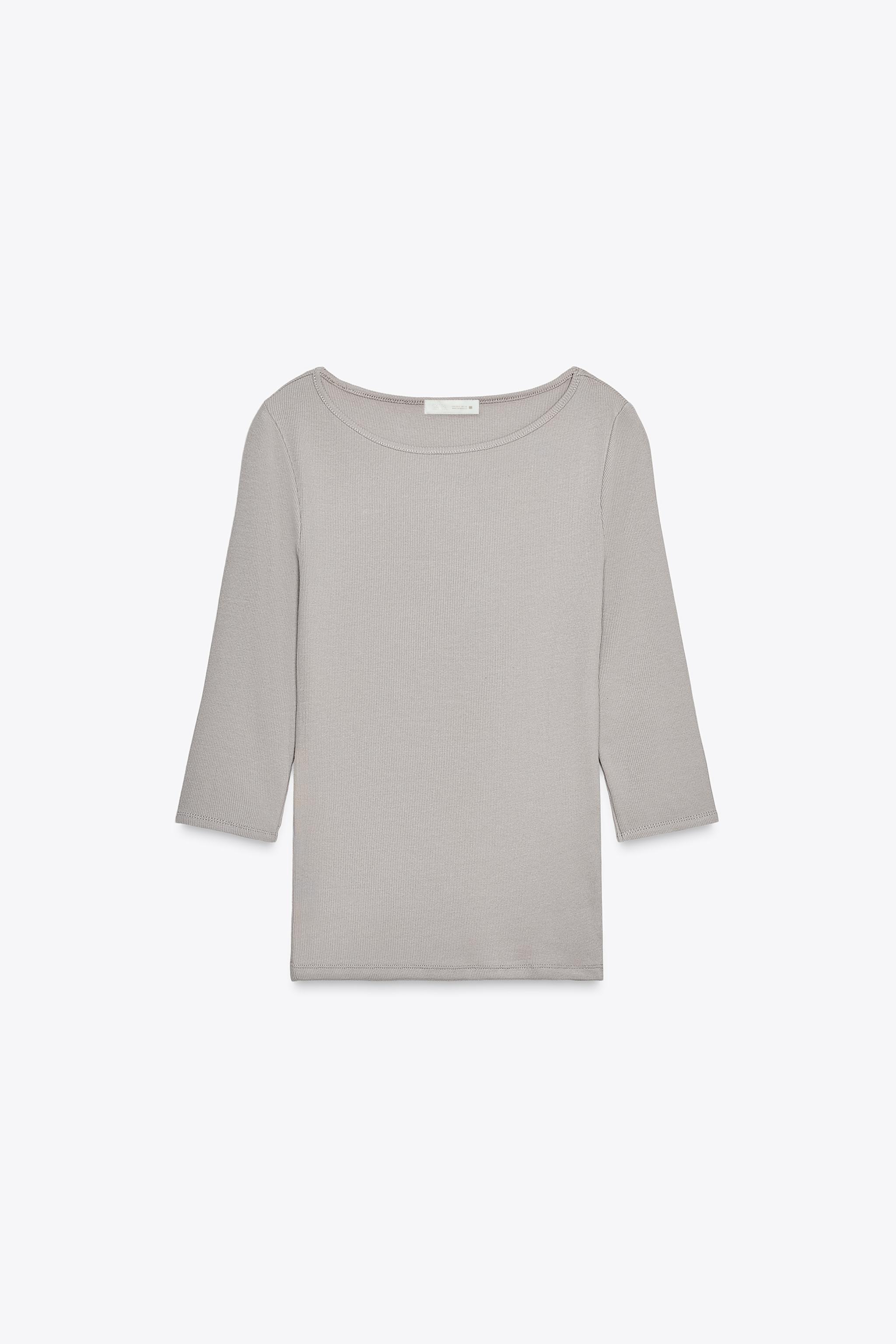 Cotton boat-neck T-shirt